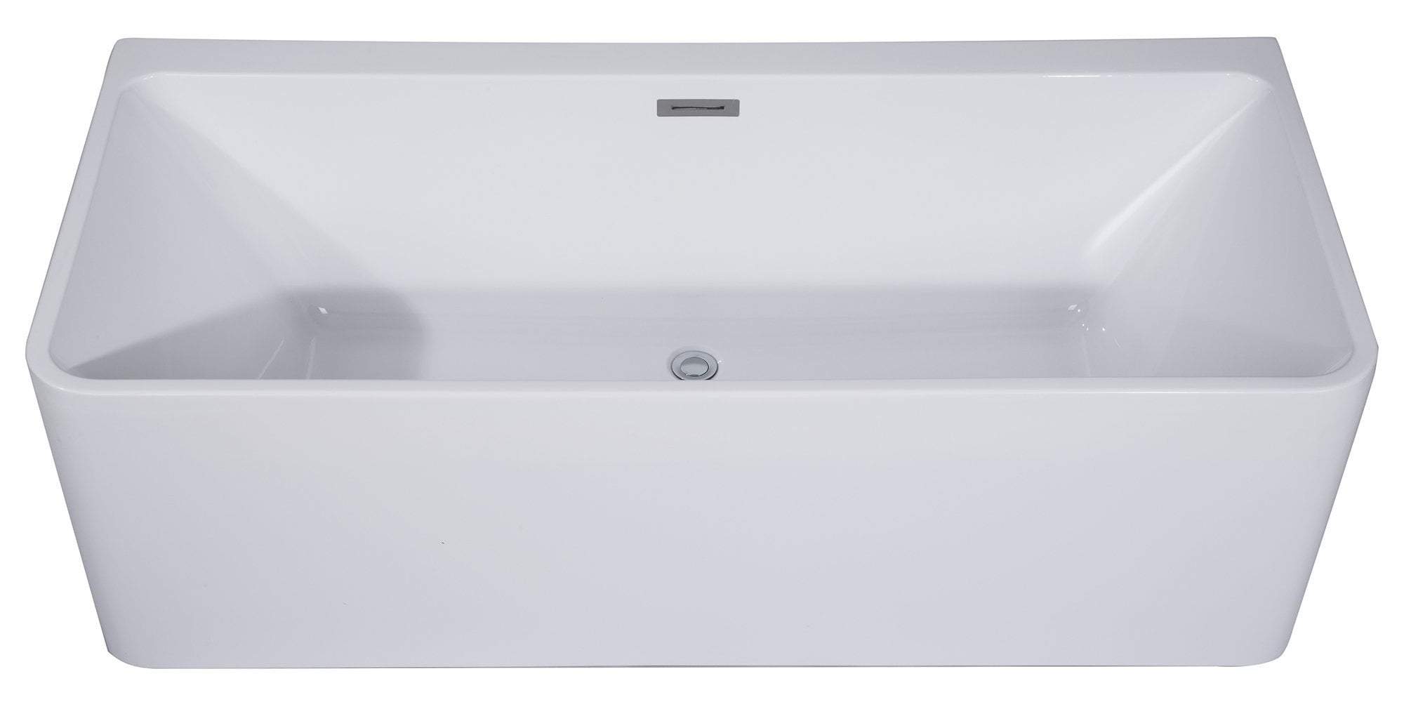 59 inch White Rectangular Acrylic Free Standing Soaking Bathtub
