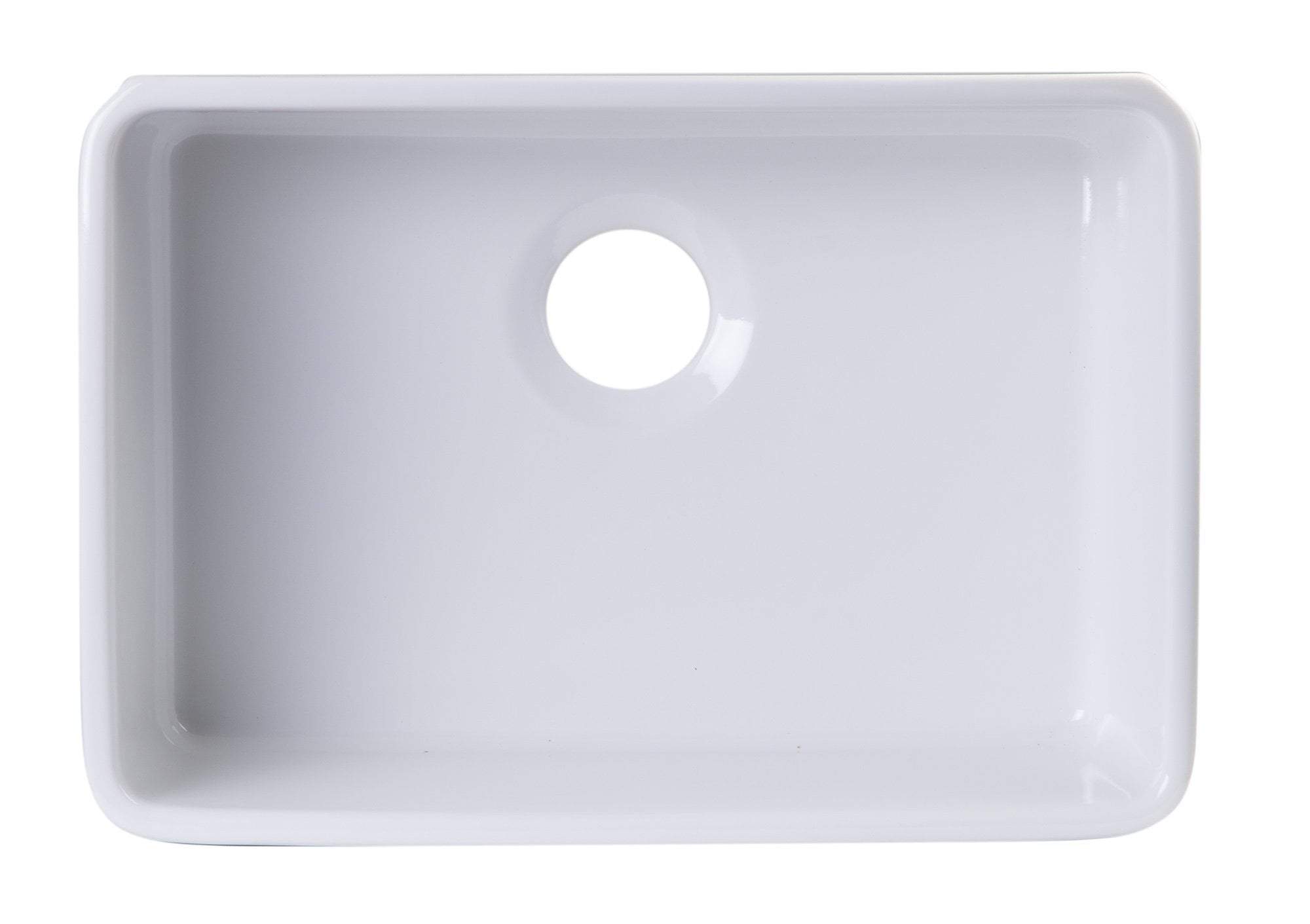 24 inch White Single Bowl Fireclay Undermount Kitchen Sink