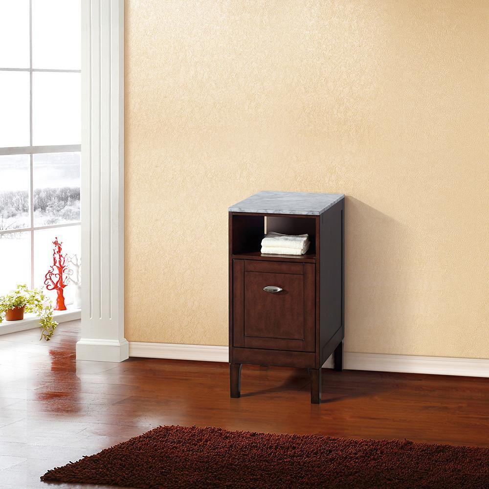 16" Side Linen Cabinet, Solid Wood, Sable Walnut Finish
