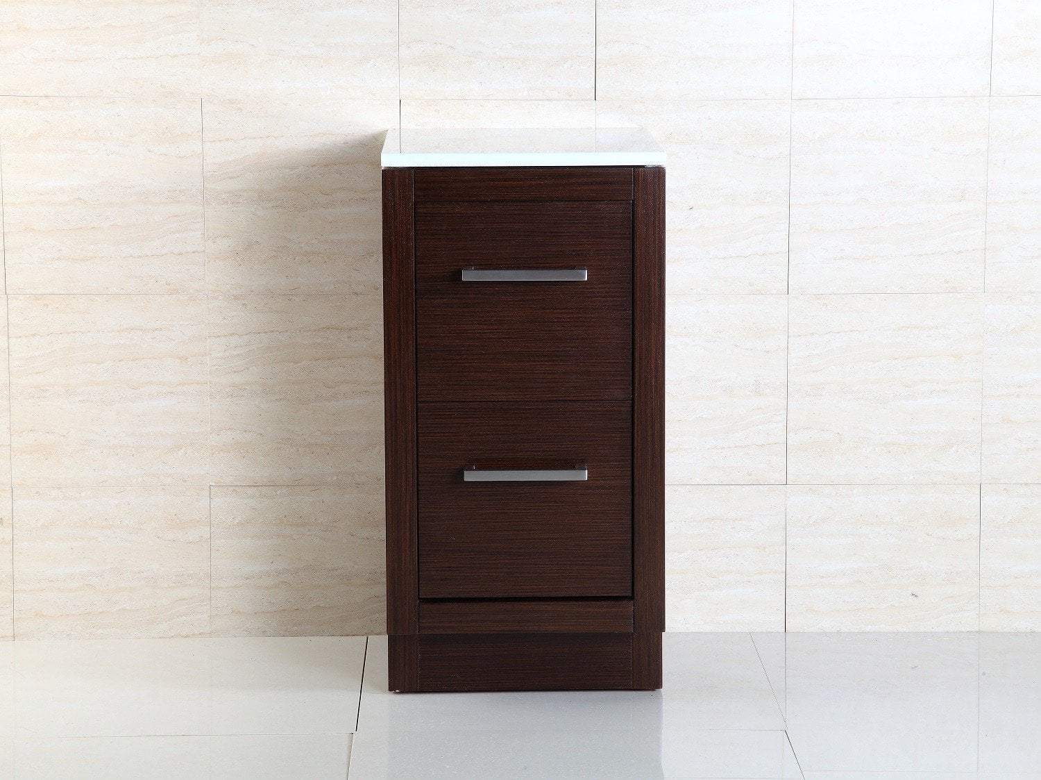 Bellaterra Slim 15.75"W x 31"H Side Linen Cabinet, Brown Finish, Marble Top