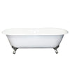 67&quot; Cast Iron Double Ended Clawfoot Tub, Deck Mount Faucet Drillings