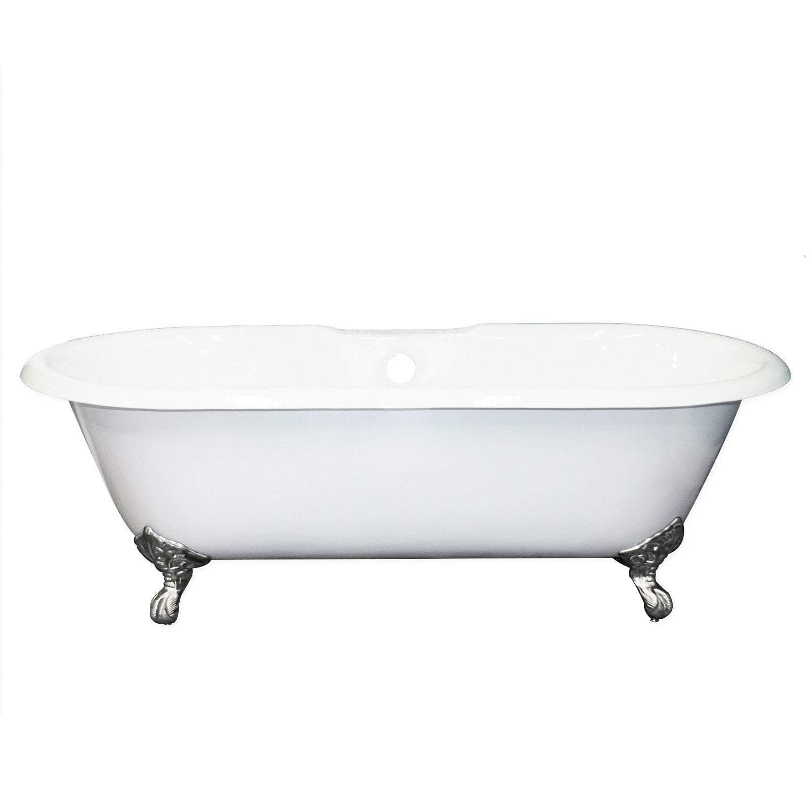 67" Cast Iron Double Ended Clawfoot Tub, Deck Mount Faucet Drillings