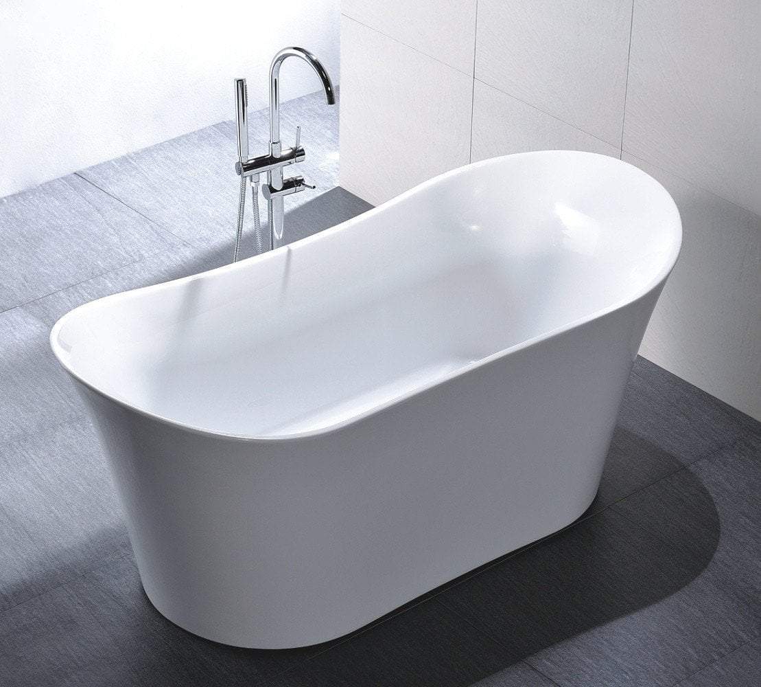 67" White Acrylic Double Slipper Tub - No Faucet