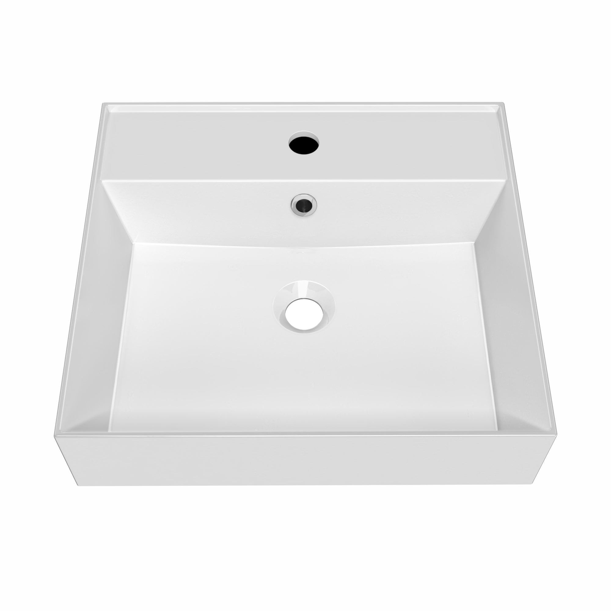 20&quot; Rectangular Wall Mount Basin with Single Faucet Drilling and Overflow