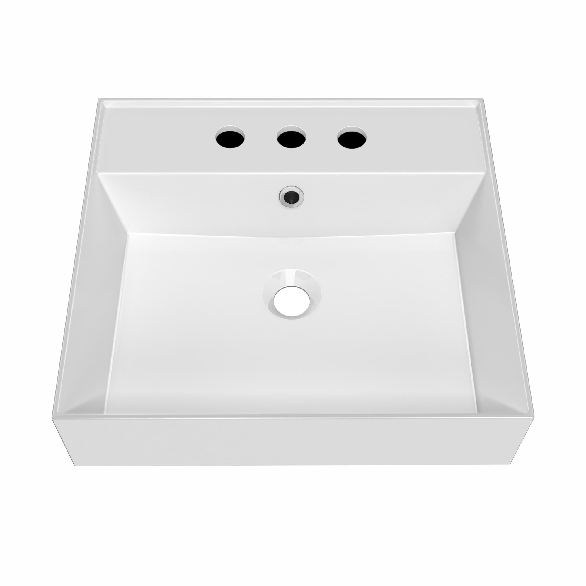 20&quot; Rectangular Wall Mount Basin with Widespread Faucet Drilling and Overflow