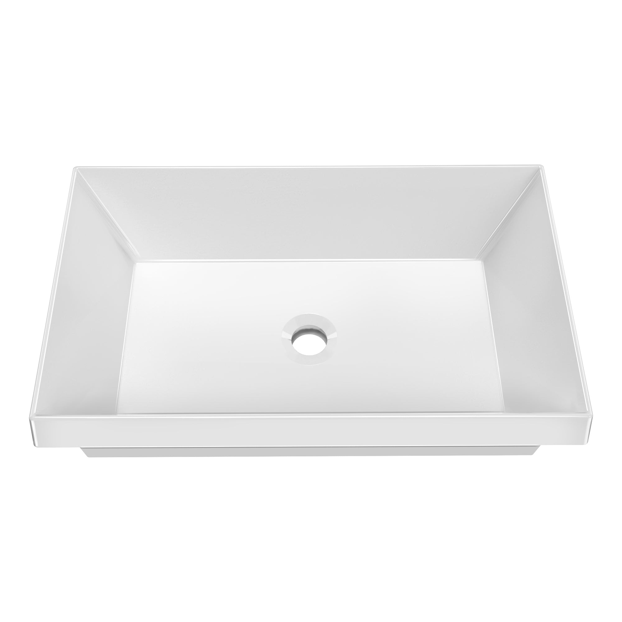 24&quot; Rectangular Semi-Recessed Basin with Center Drain Location