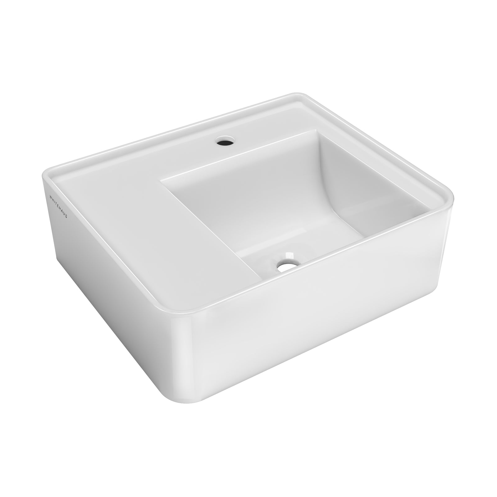 22" Rectangular Wall Mount Basin with Single Faucet Drilling and Rear Center Drain Location