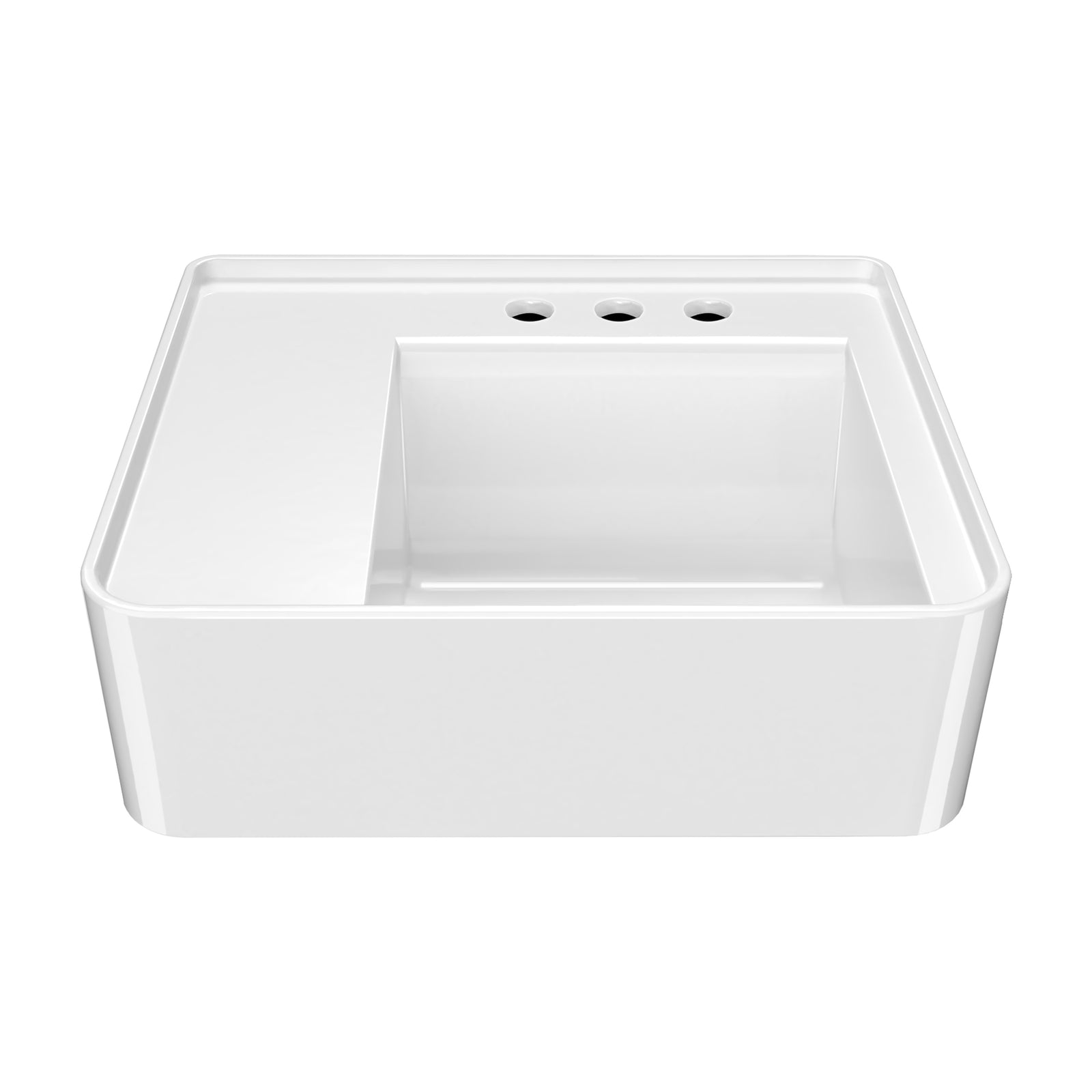 22" Rectangular Wall Mount Basin with Widespread Faucet Drilling and Rear Center Drain Location