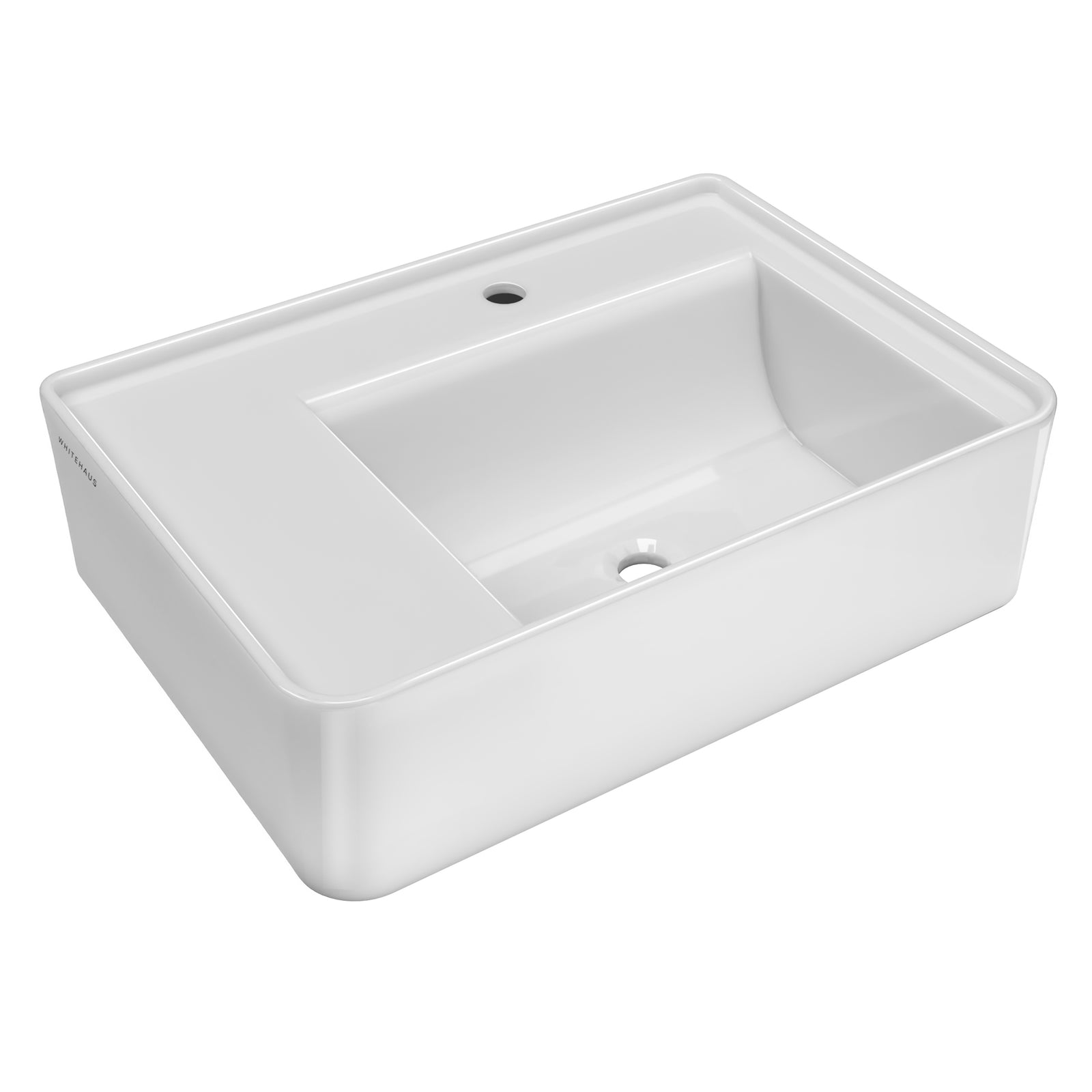 26" Rectangular Wall Mount Basin with Single Faucet Drilling and Rear Center Drain Location