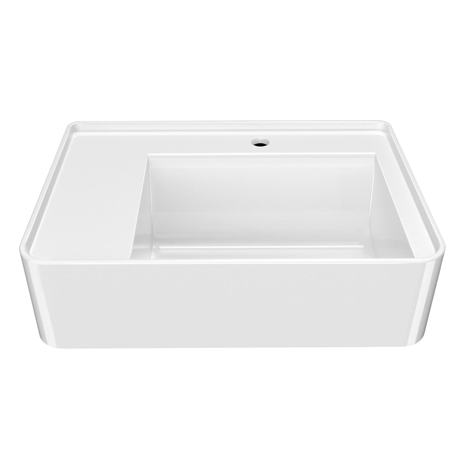 26" Rectangular Wall Mount Basin with Single Faucet Drilling and Rear Center Drain Location