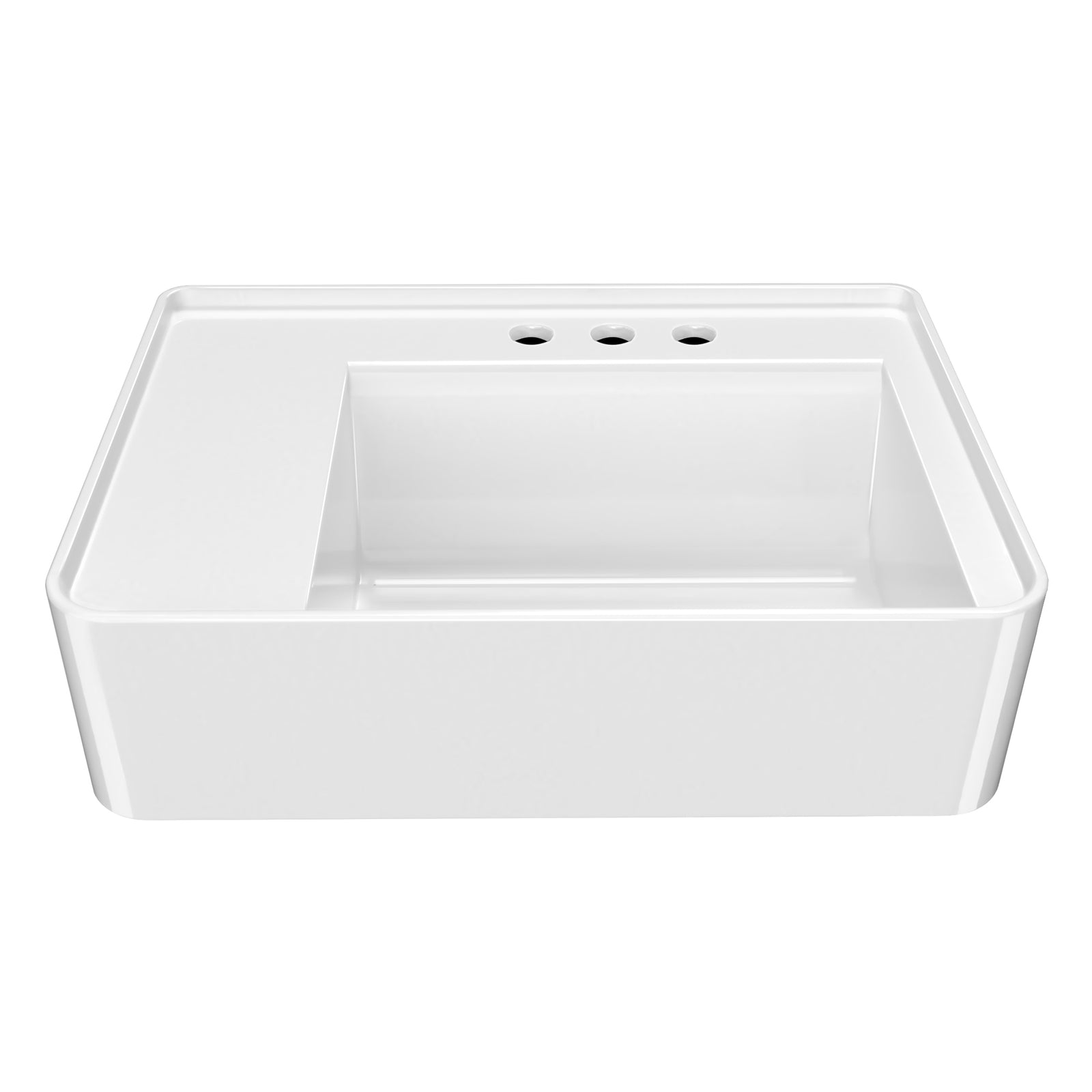 26" Rectangular Wall Mount Basin with Widespread Faucet Drilling and Rear Center Drain Location