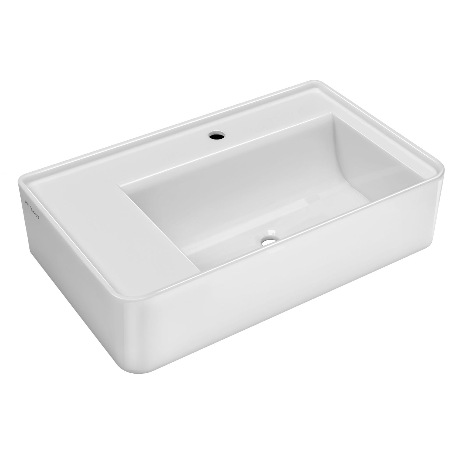 30" Rectangular Wall Mount Basin with Single Faucet Drilling and Rear Center Drain Location