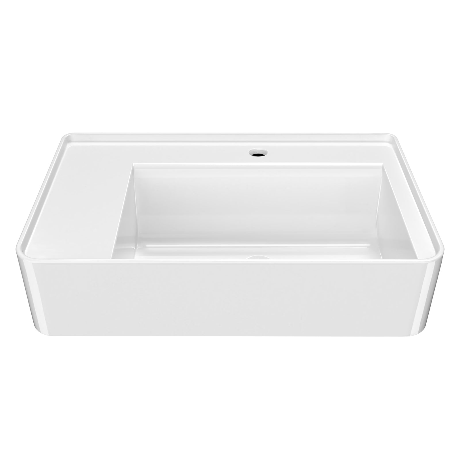 30" Rectangular Wall Mount Basin with Single Faucet Drilling and Rear Center Drain Location