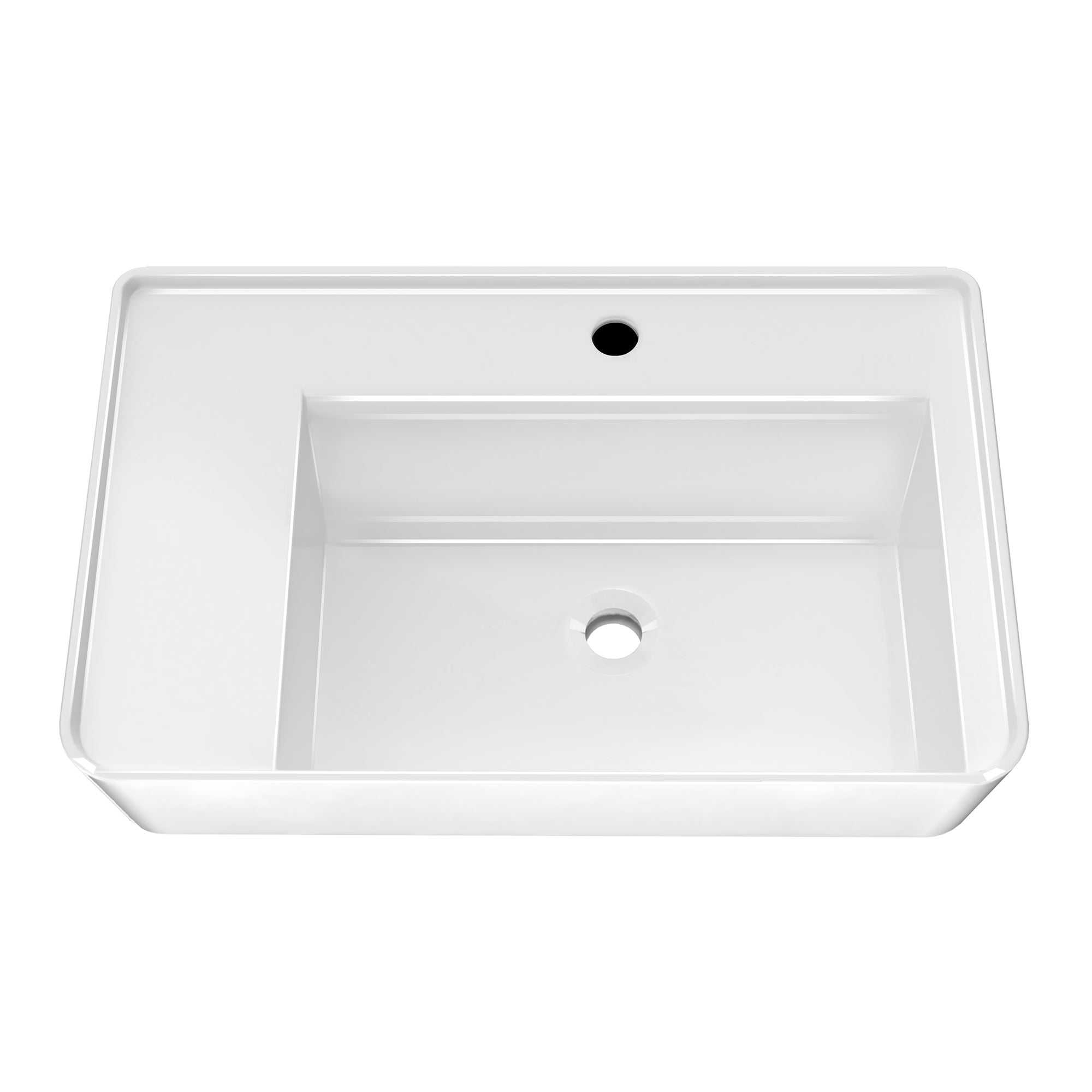 30&quot; Rectangular Wall Mount Basin with Single Faucet Drilling and Rear Center Drain Location