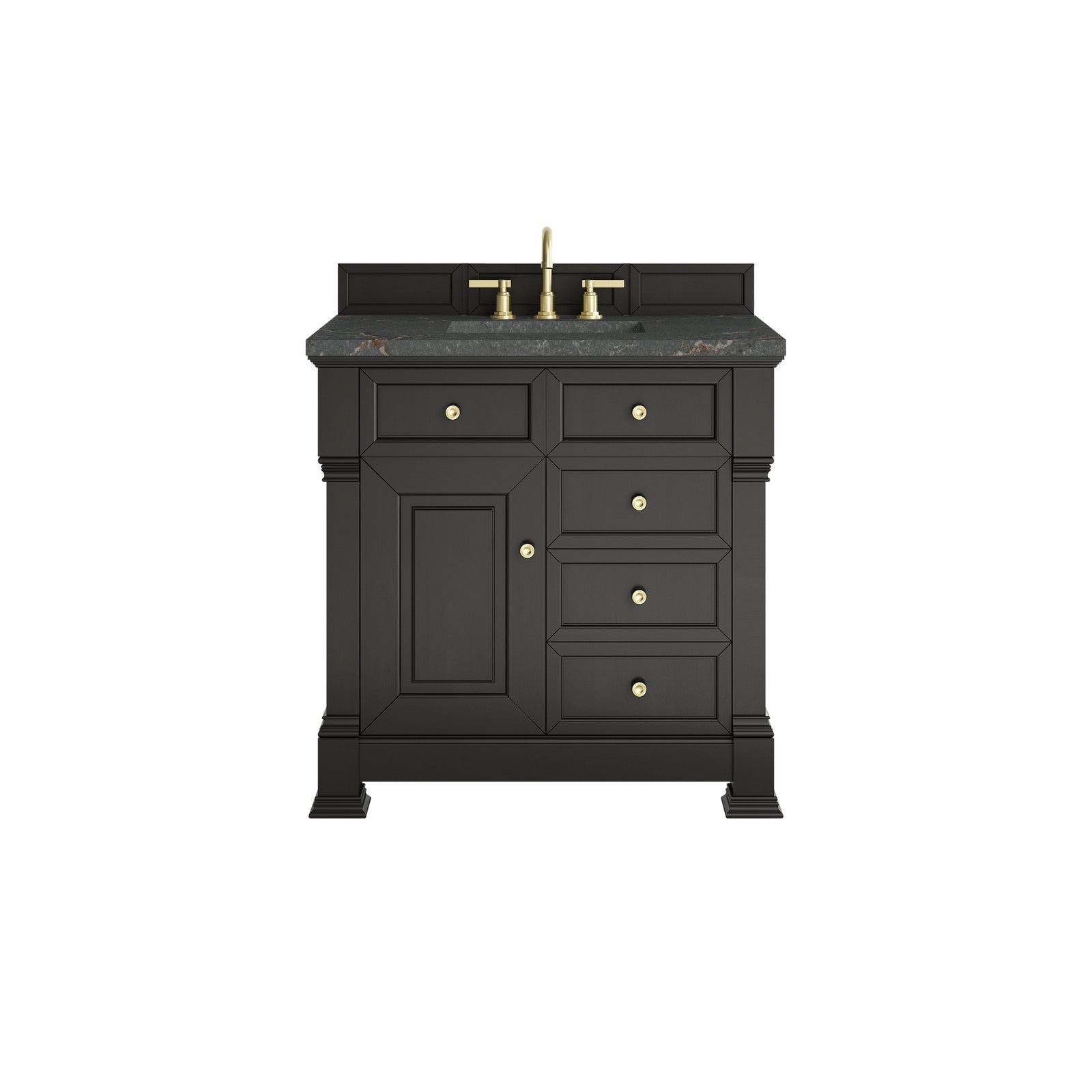 Brookfield 36" Single Vanity, Black Onyx w/ 3 CM Parisien Bleu Silestone® Top