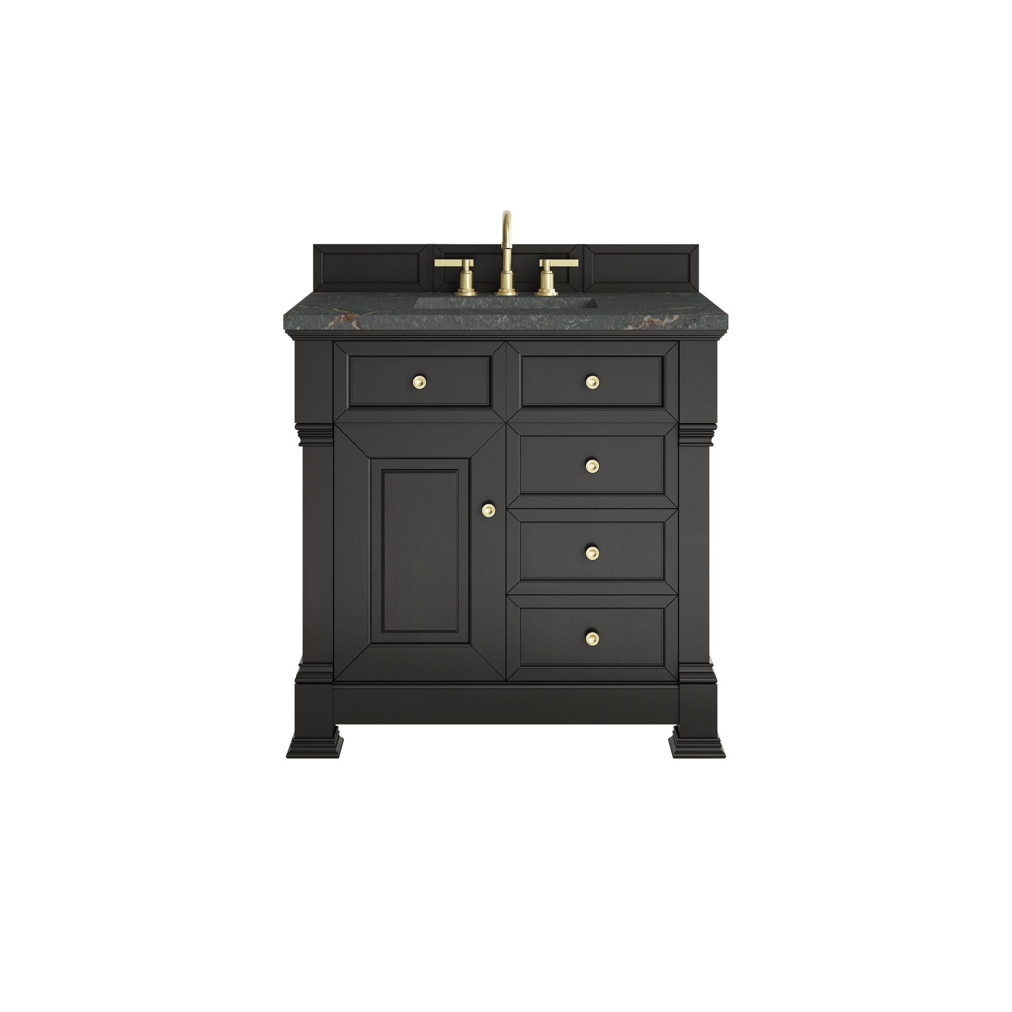 Brookfield 36" Single Vanity, Black Onyx w/ 3 CM Parisien Bleu Silestone® Top