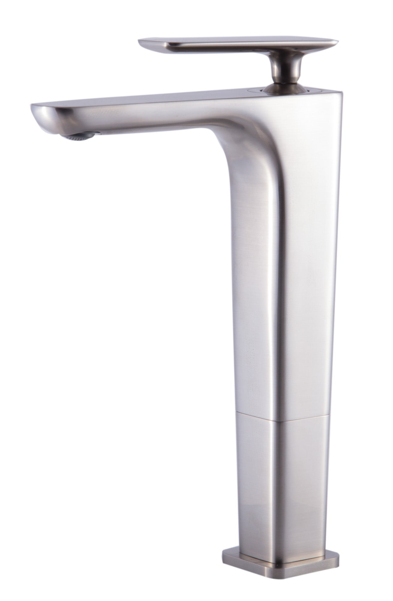 Brushed Nickel Tall Single Hole Modern Bathroom Faucet