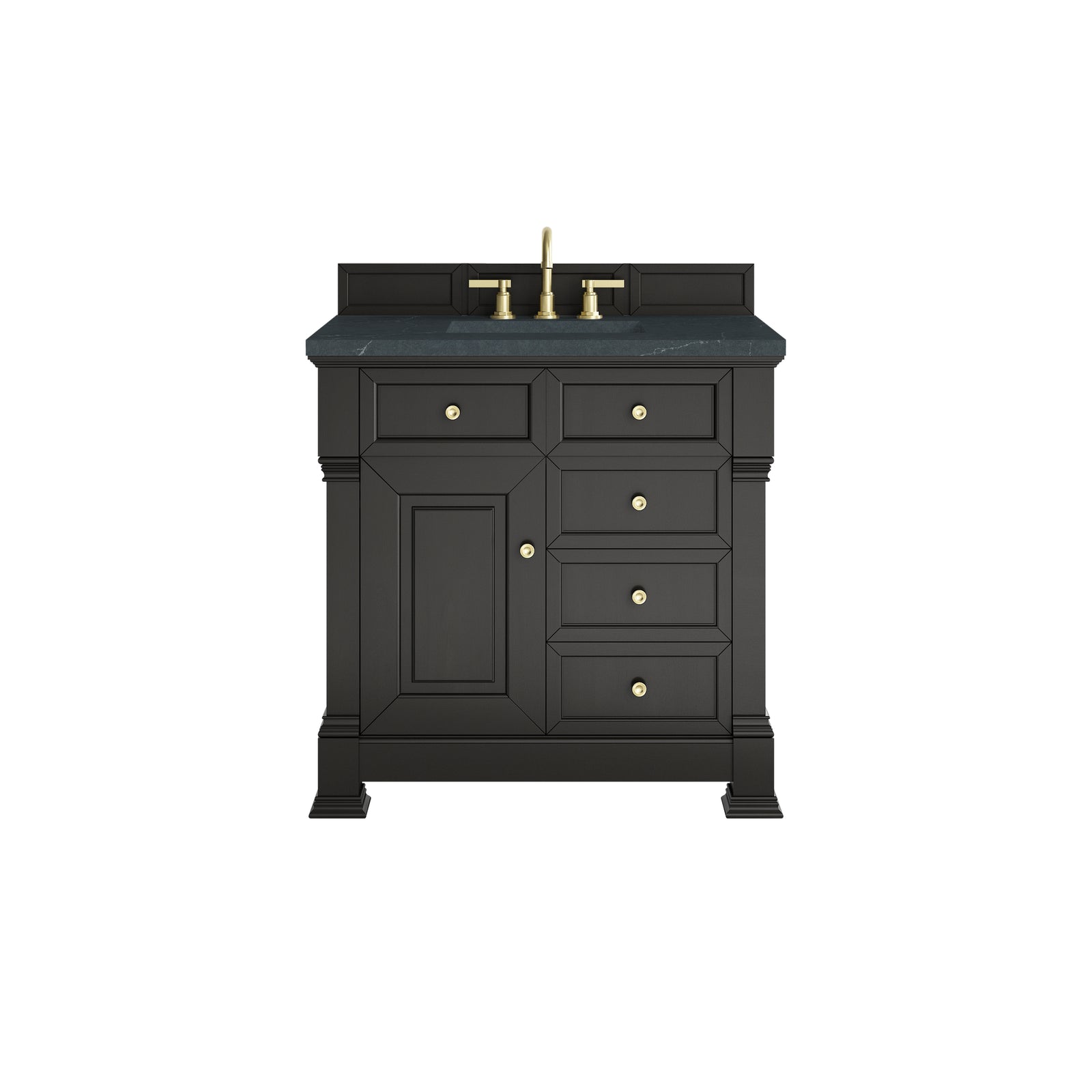 Brookfield 36" Single Vanity, Black Onyx w/3 CM Charcoal Soapstone Silestone® Top