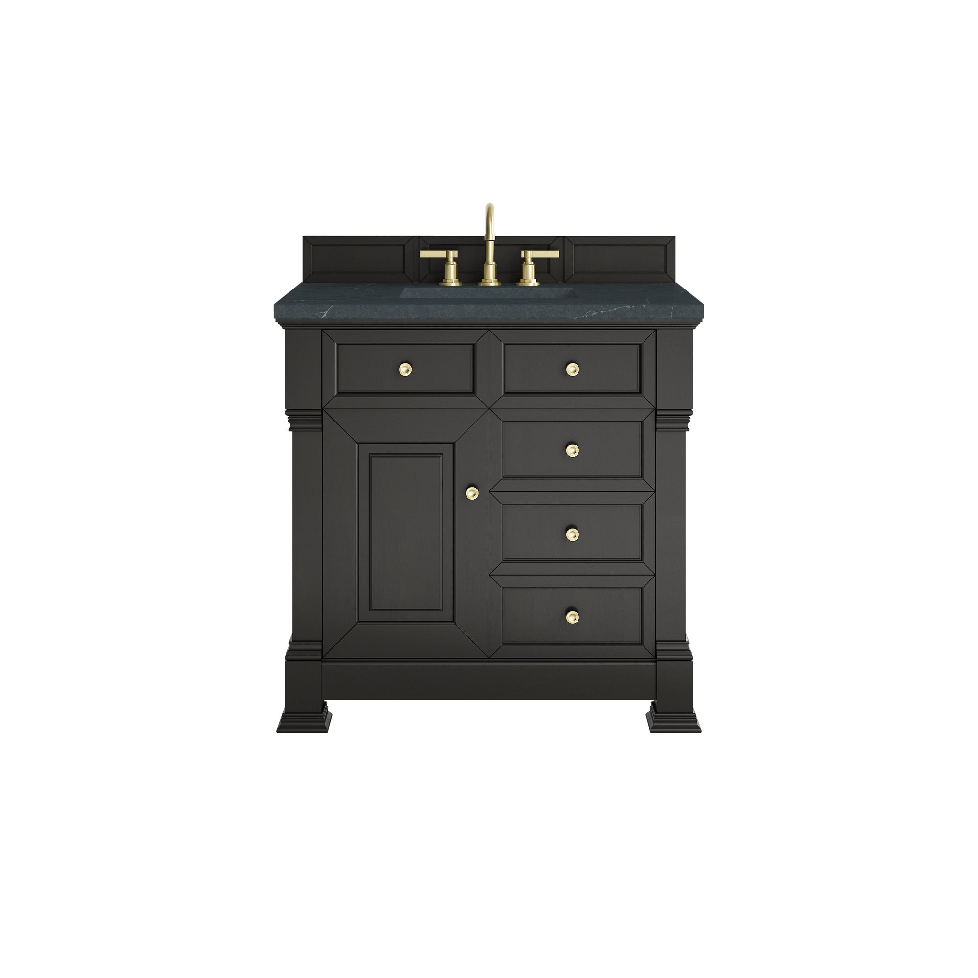 Brookfield 36" Single Vanity, Black Onyx w/3 CM Charcoal Soapstone Silestone® Top