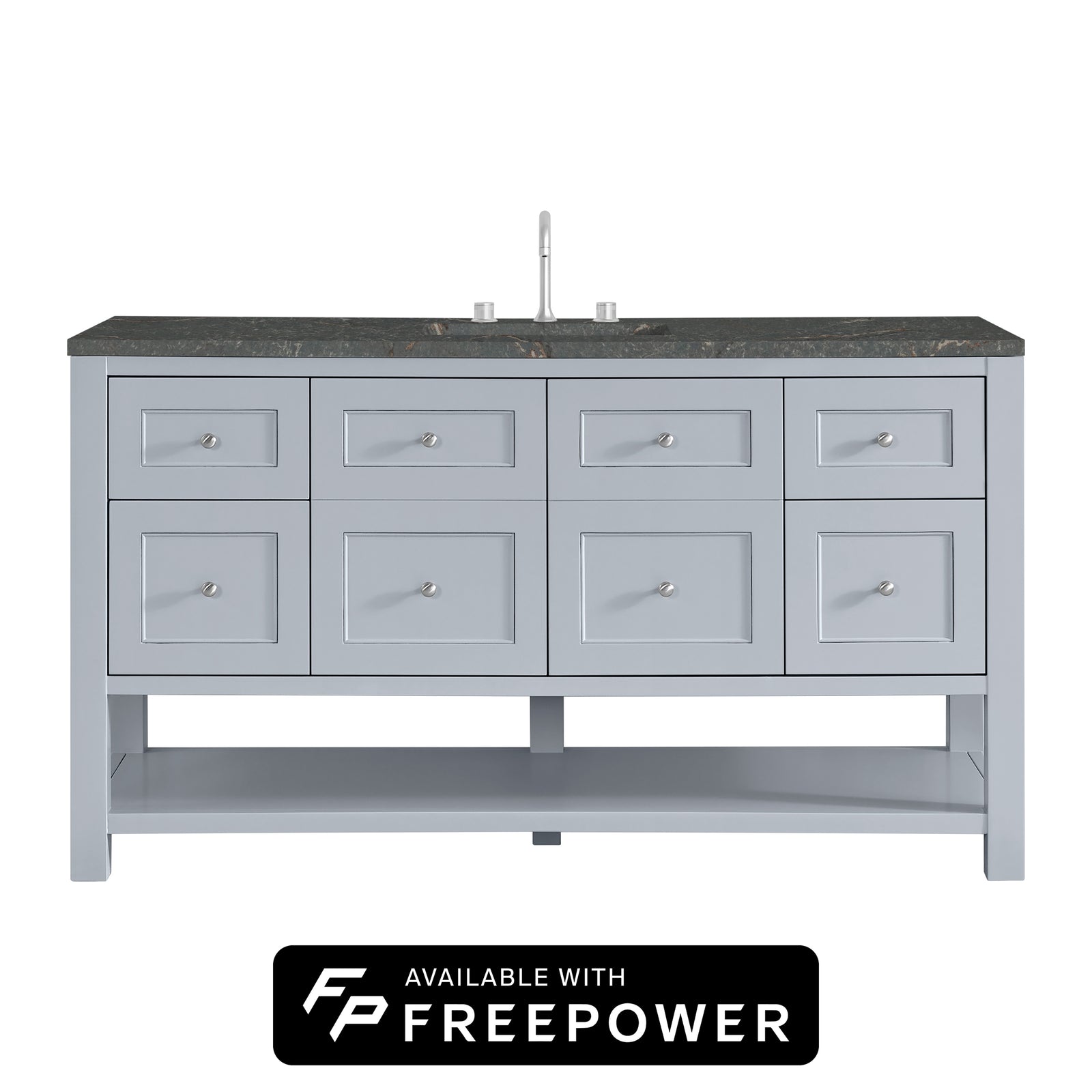 Breckenridge 60" Single Vanity, Serenity Blue w/ 3 CM Parisien Bleu Top w/ FreePower Wireless Charger