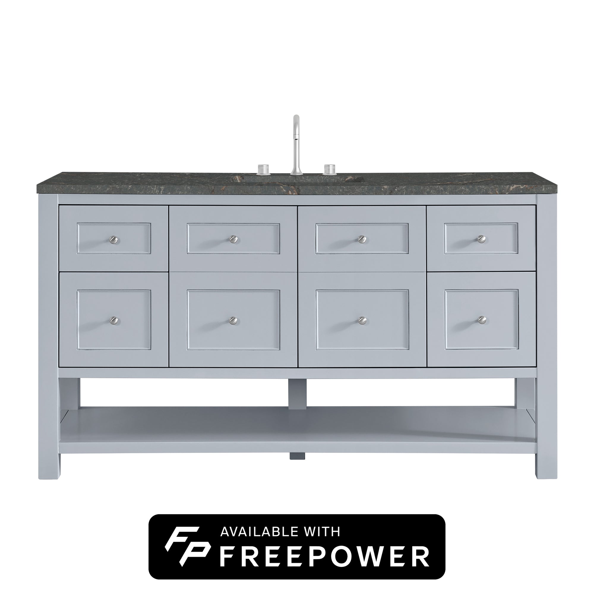 Breckenridge 60" Single Vanity, Serenity Blue w/ 3 CM Parisien Bleu Top w/ FreePower Wireless Charger