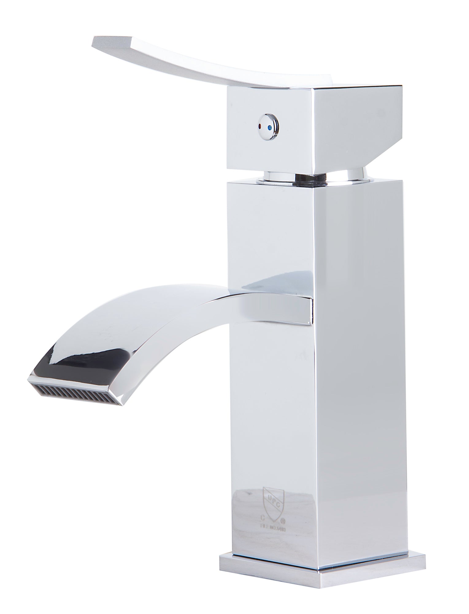 Polished Chrome Square Body Curved Spout Single Lever Bathroom Faucet