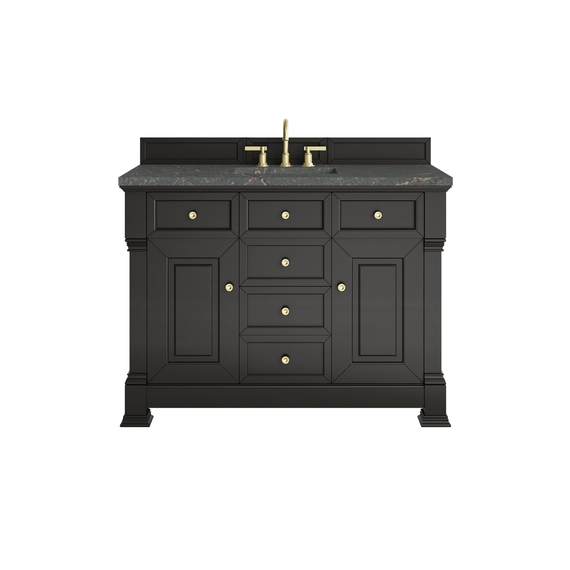 Brookfield 48" Single Vanity, Black Onyx w/ 3 CM Parisien Bleu Silestone® Top