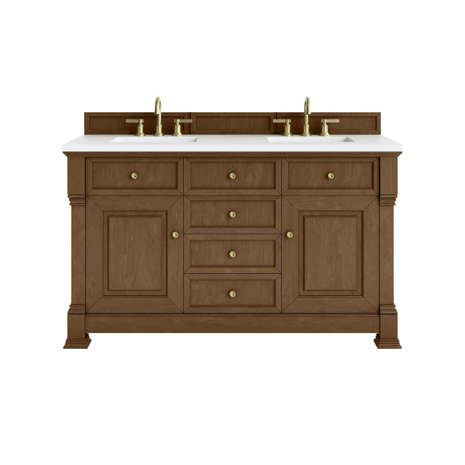 Brookfield 60" Double Vanity, Honey Oak,  w/ 3 CM White Zeus Silestone® Top