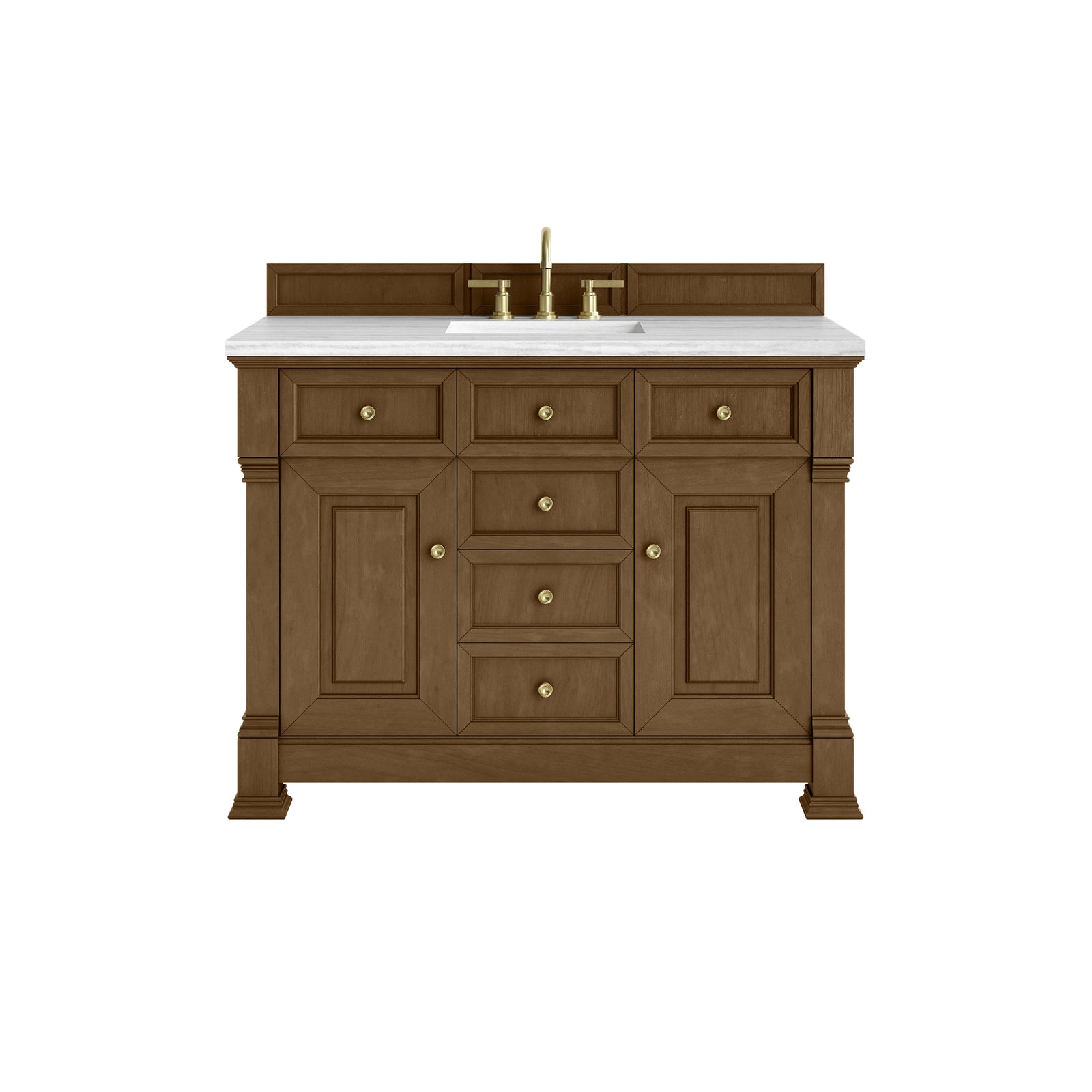 Brookfield 48" Single Vanity, Honey Oak w/ 3 CM Arctic Fall Solid Surface Top