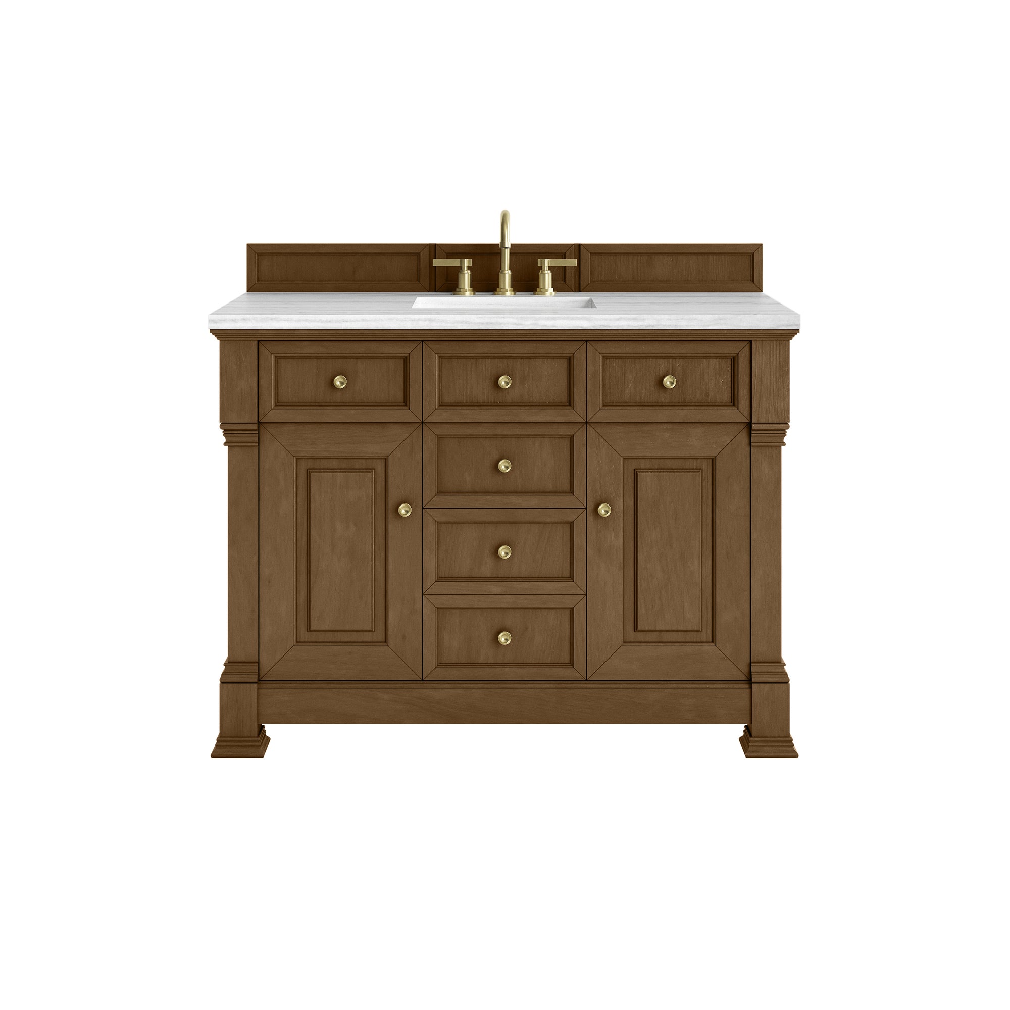 Brookfield 48" Single Vanity, Honey Oak w/ 3 CM Arctic Fall Solid Surface Top