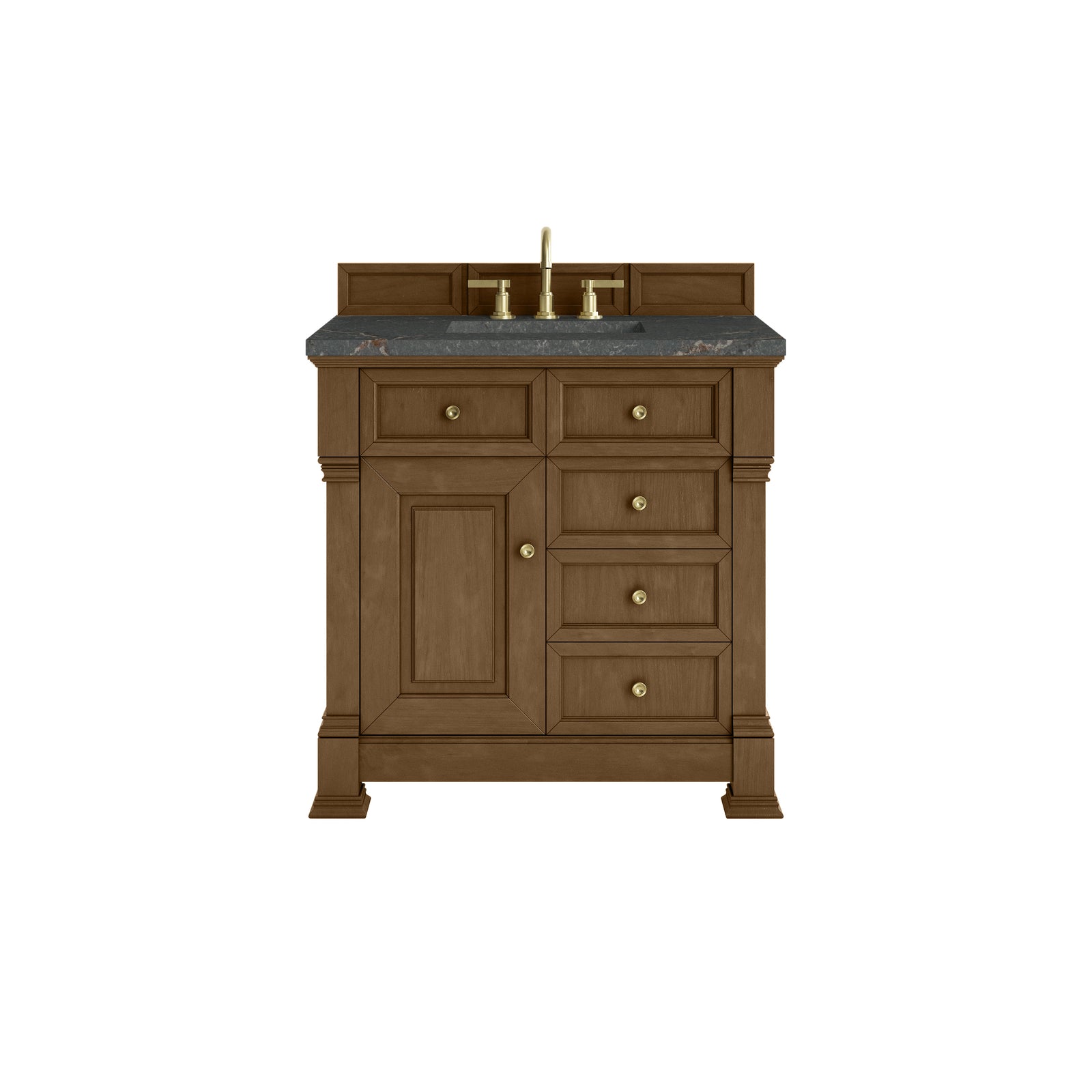 Brookfield 36" Single Vanity, Honey Oak w/ 3 CM Parisien Bleu Silestone Top