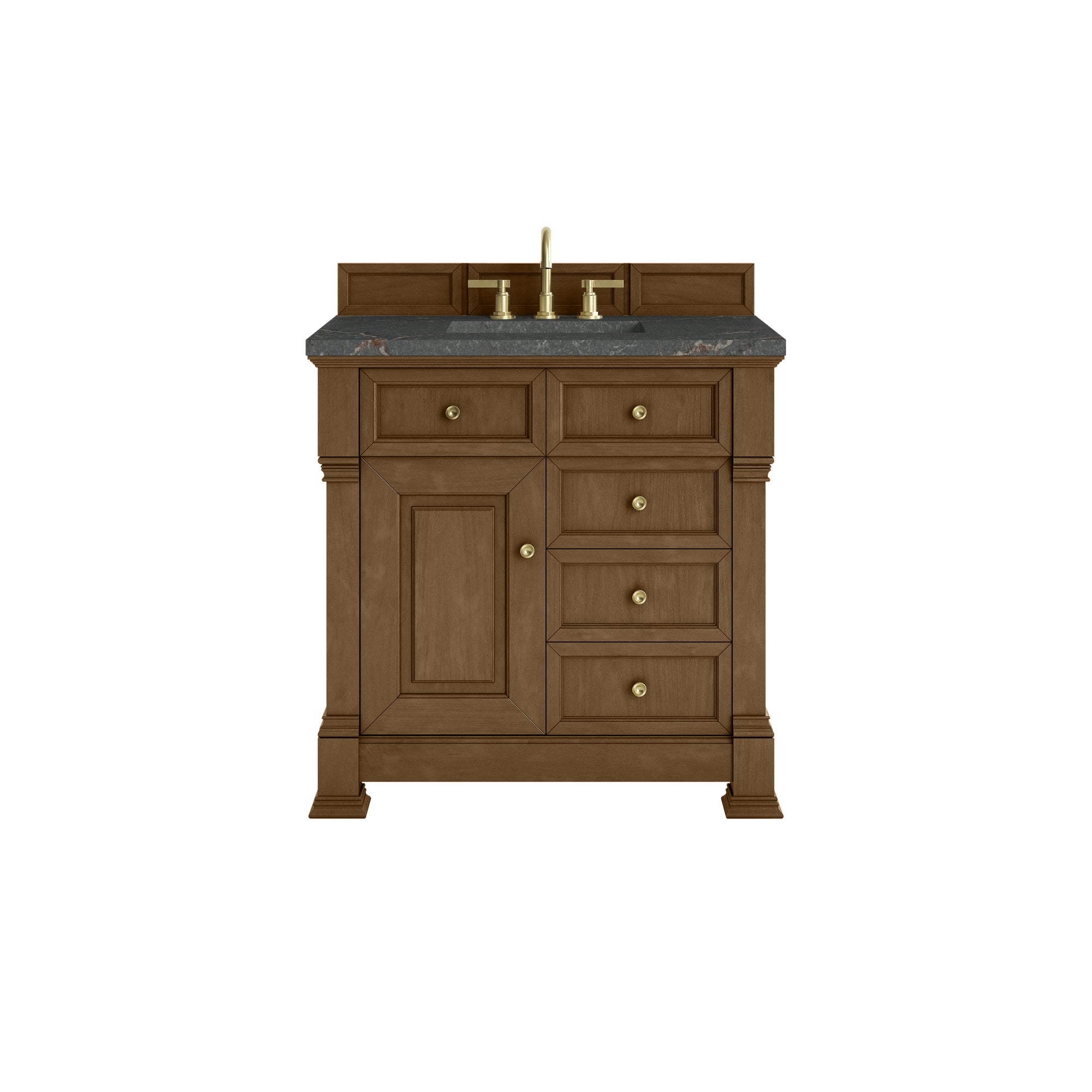 Brookfield 36" Single Vanity, Honey Oak w/ 3 CM Parisien Bleu Silestone Top