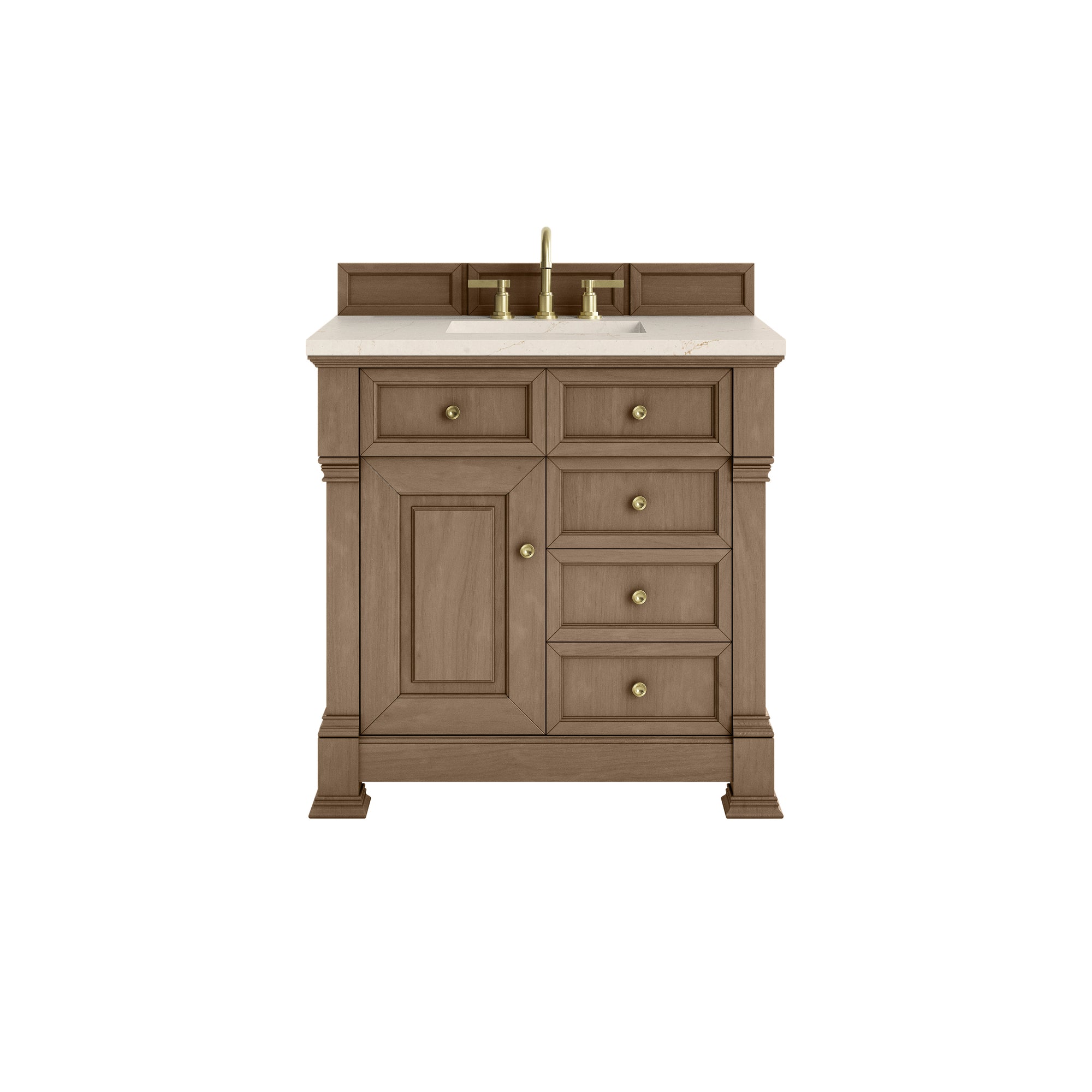 Brookfield 36" Single Vanity, Pecan w/ 3 CM Eternal Marfil Silestone® Top