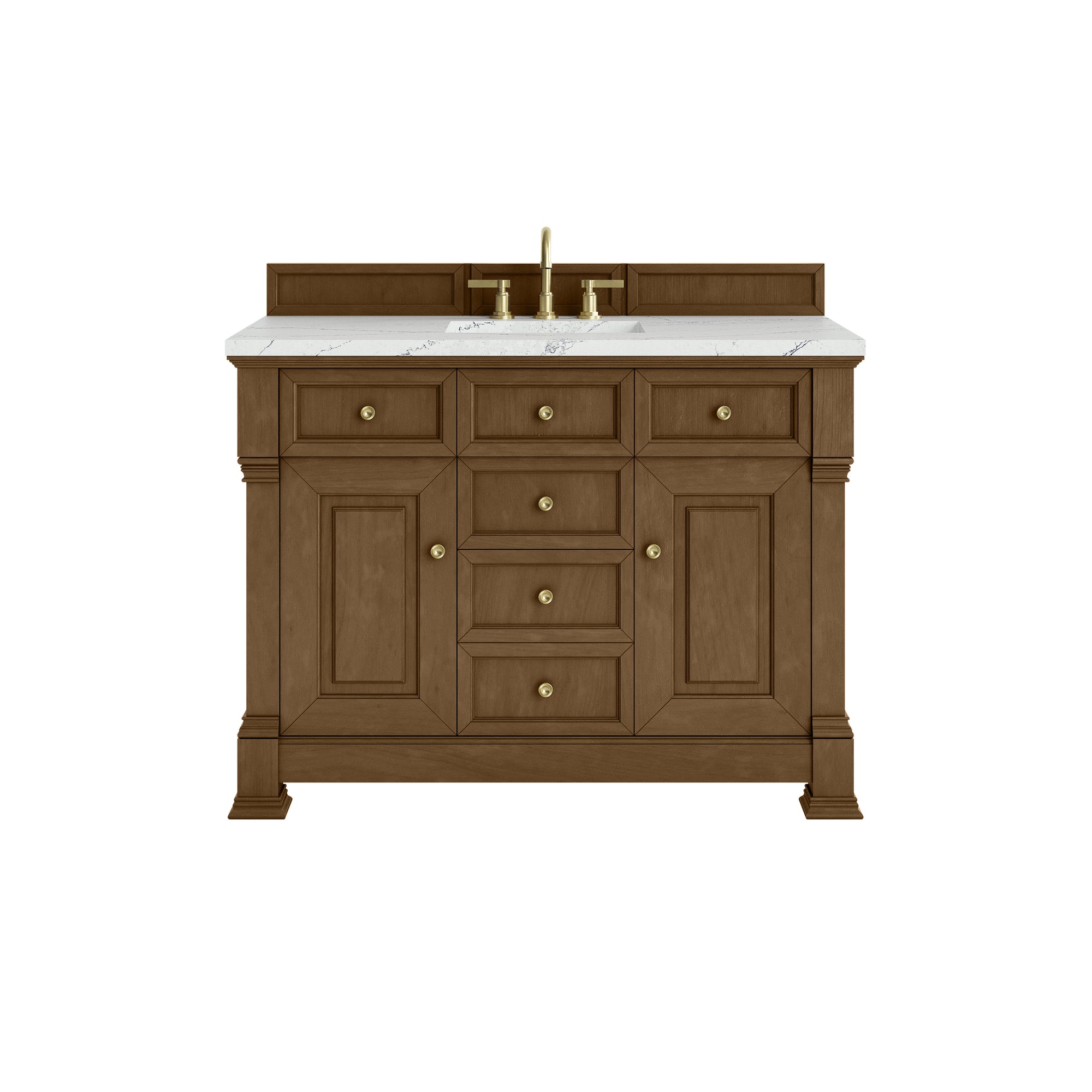 Brookfield 48" Single Vanity, Honey Oak w/ 3 CM Ethereal Noctis Silestone Top w/ FreePower Wireless Charger