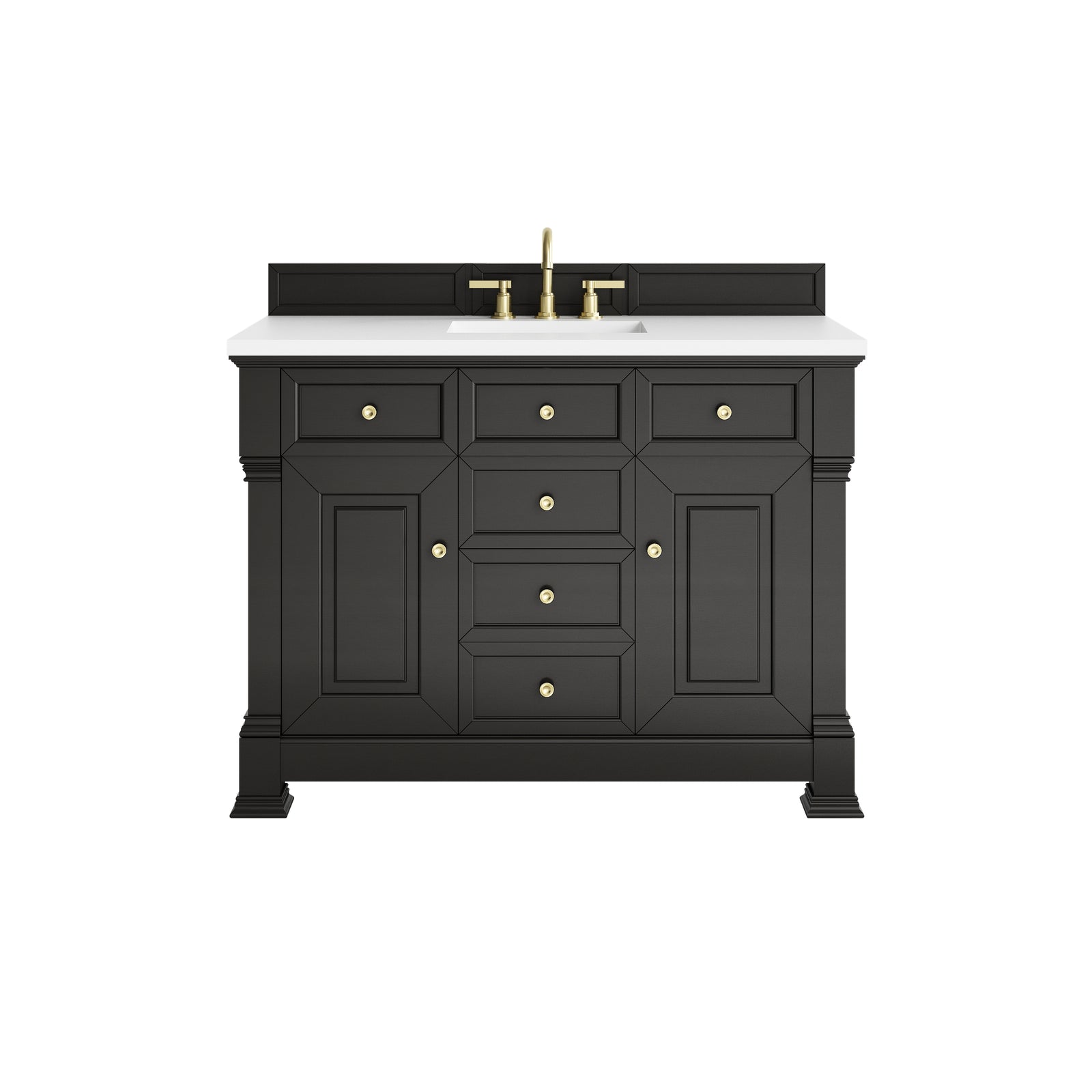Brookfield 48" Single Vanity, Black Onyx,  w/ 3 CM White Zeus Silestone® Top