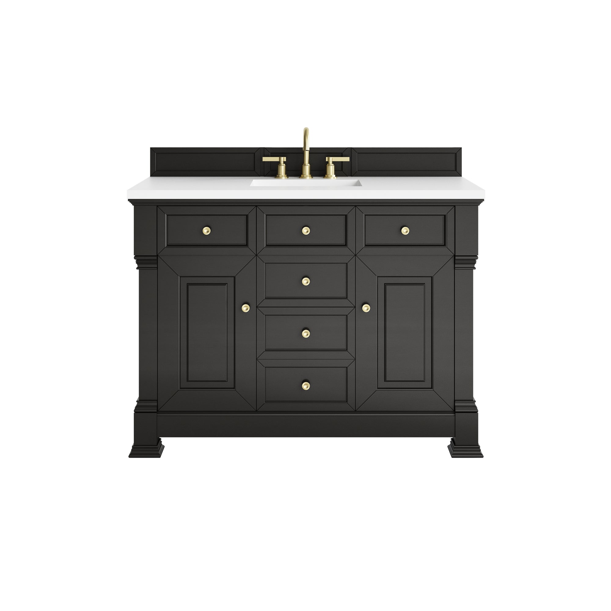 Brookfield 48" Single Vanity, Black Onyx,  w/ 3 CM White Zeus Silestone® Top