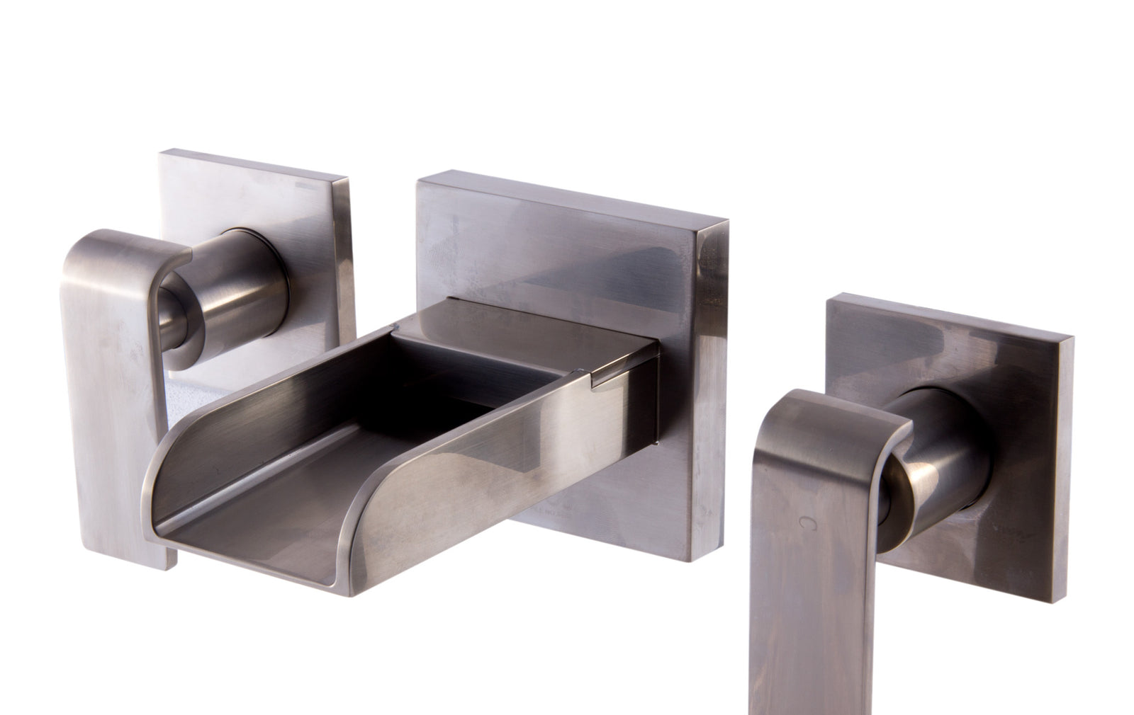 Brushed Nickel Widespread Wall Mounted Modern Waterfall Bathroom Faucet