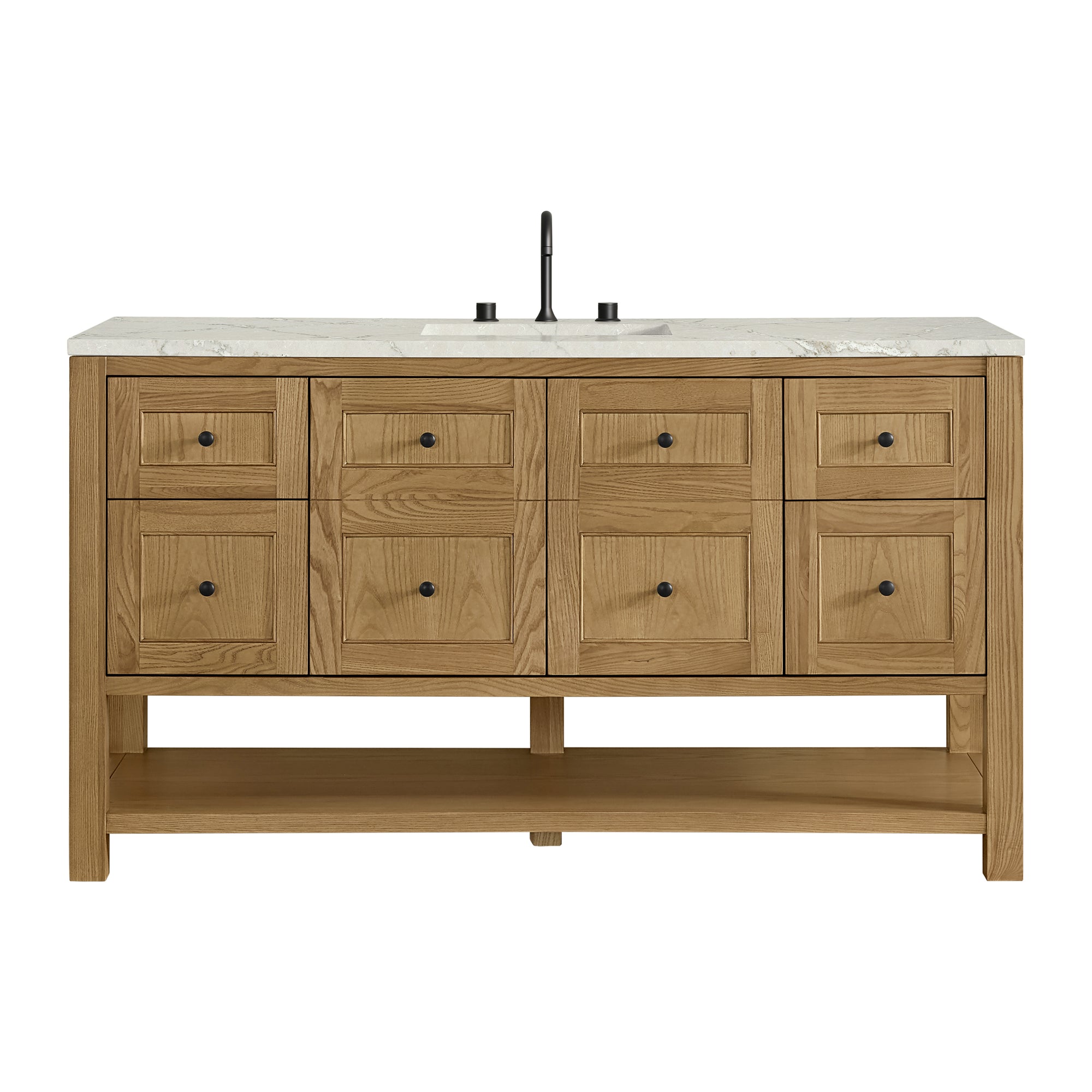 Breckenridge 60" Single Vanity, Light Natural Oak, w/ 3 CM Victorian Silver Silestone Top w/ FreePower Wireless Charger