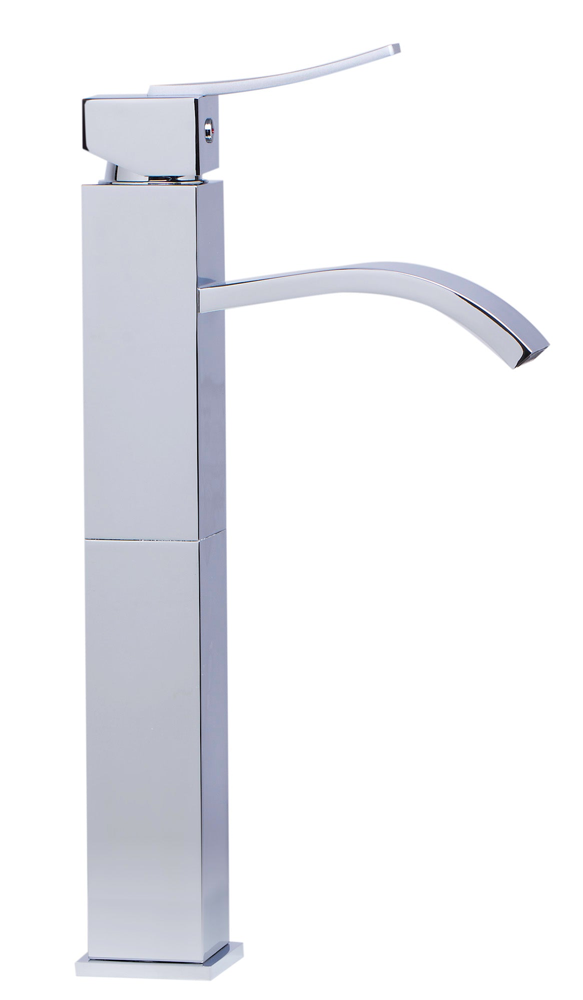 Tall Polished Chrome Tall Square Body Curved Spout Single Lever Bathroom Faucet