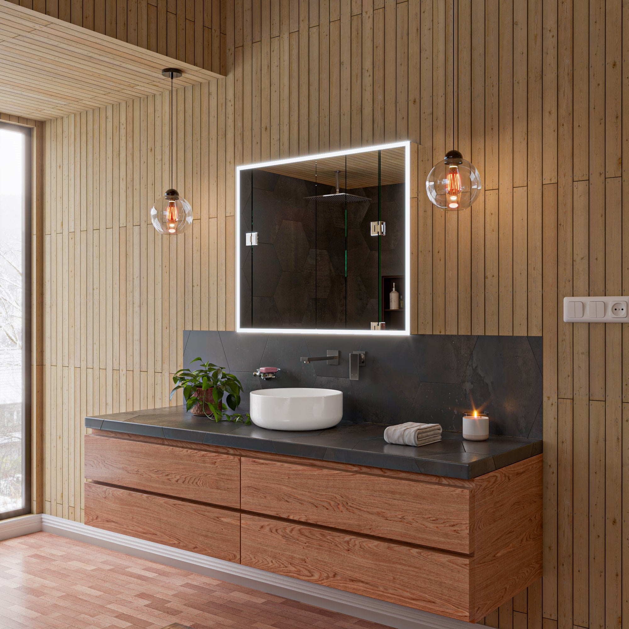 ALFI brand AB1468-BN Brushed Nickel Single Lever Wallmount Bathroom Faucet