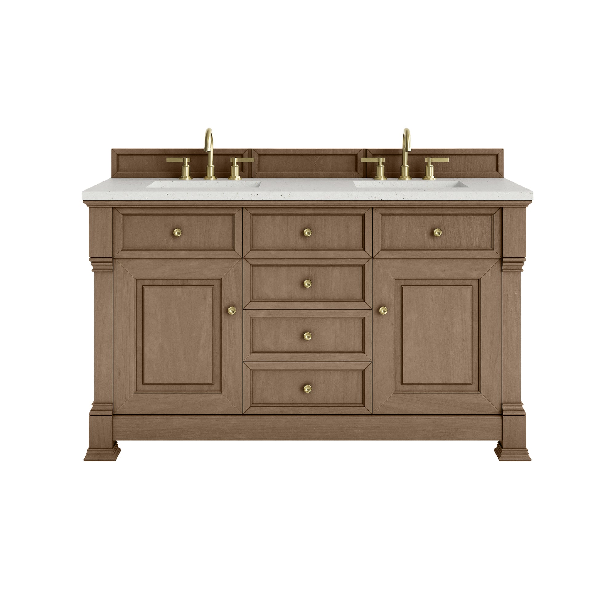 Brookfield 60" Double Vanity, Pecan w/ 3 CM Lime Delight Silestone®  Top