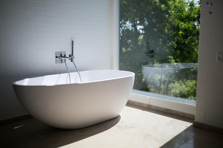 Bathtub in bathroom