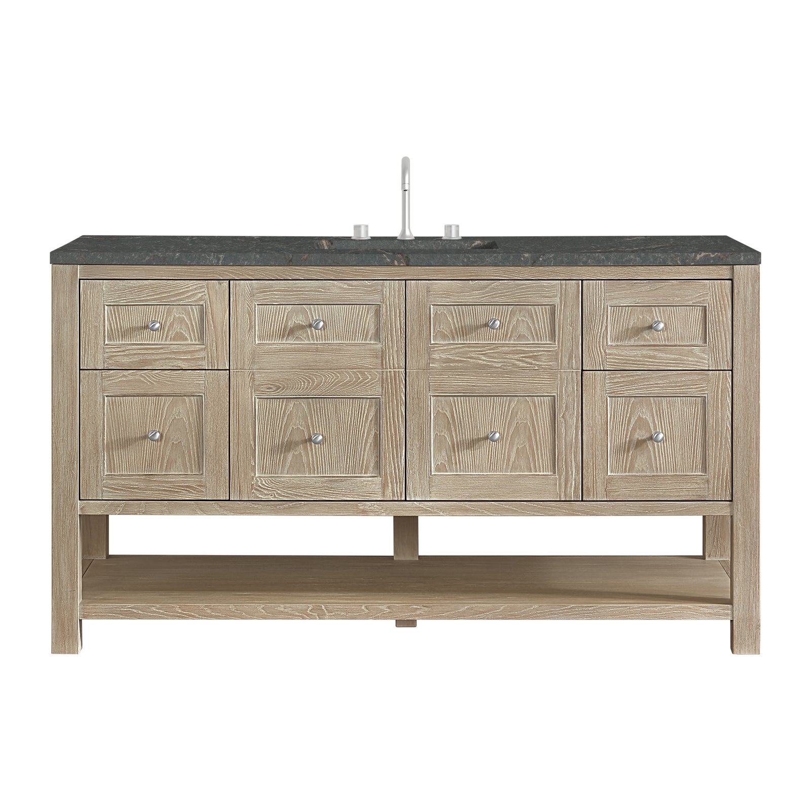 Breckenridge 60" Single Vanity, Whitewashed Oak w/ 3 CM Parisien Bleu Top w/ FreePower Wireless Charger