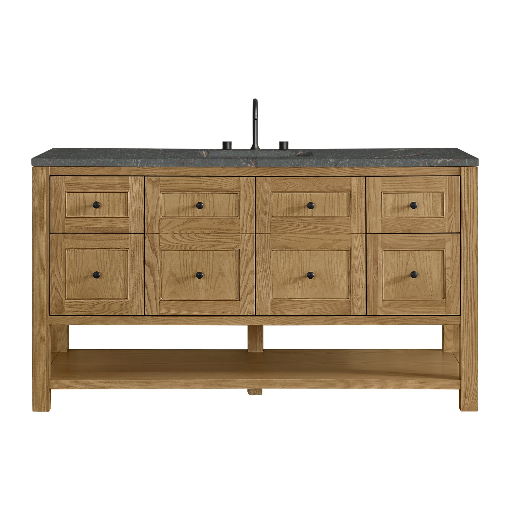 Breckenridge 60" Single Vanity, Light Natural Oak w/ 3 CM Parisien Bleu Top w/ FreePower Wireless Charger
