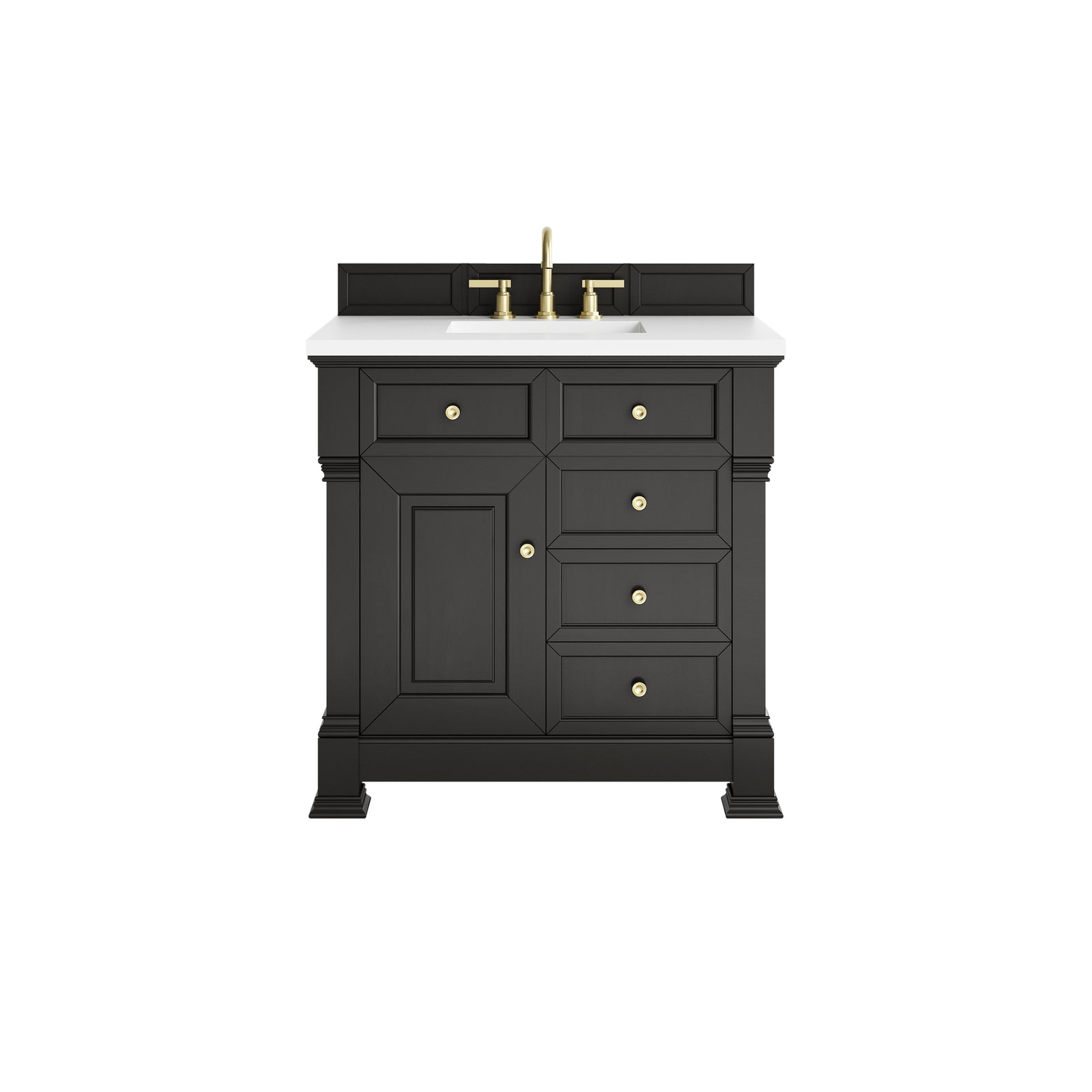Brookfield 36" Single Vanity, Black Onyx,  w/ 3 CM White Zeus Silestone® Top