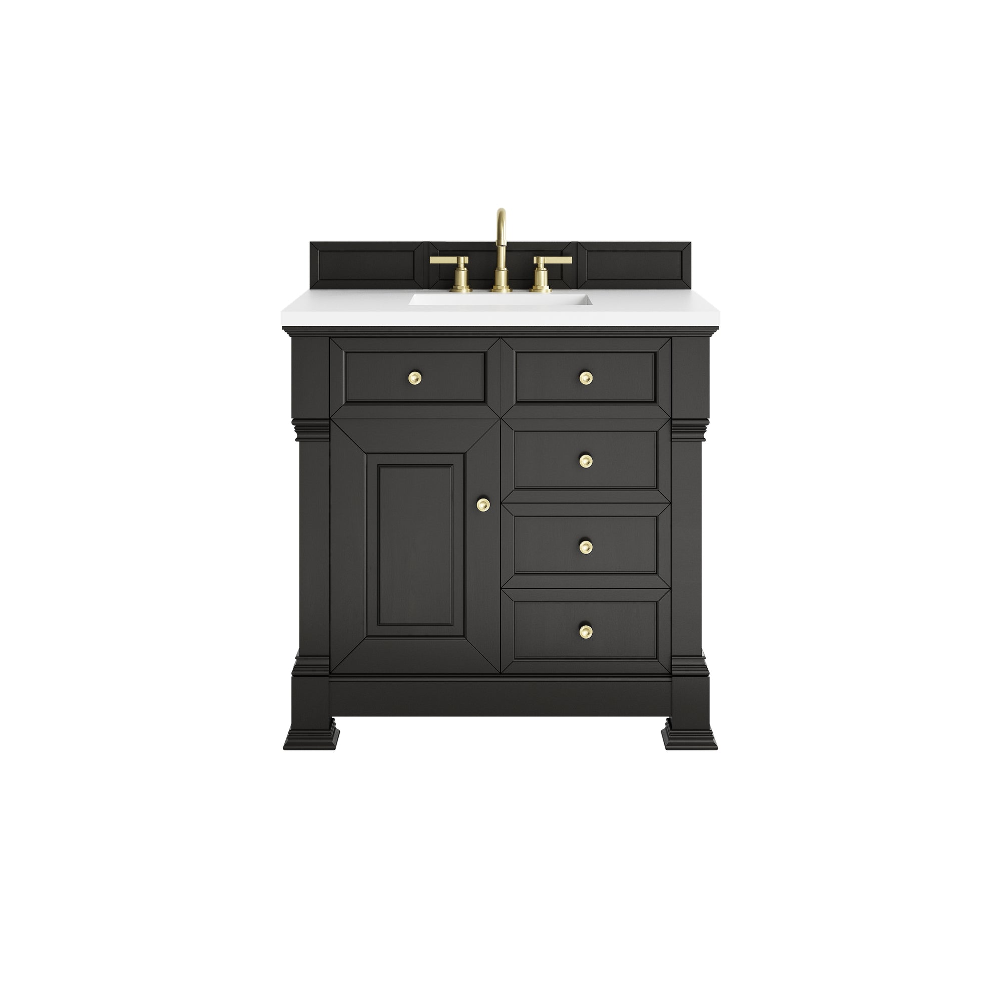 Brookfield 36" Single Vanity, Black Onyx,  w/ 3 CM White Zeus Silestone® Top