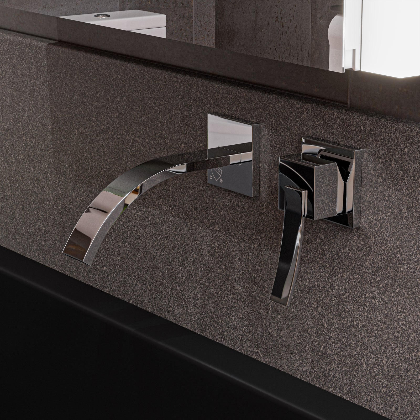 Polished Chrome Single Lever Wallmount Bathroom Faucet