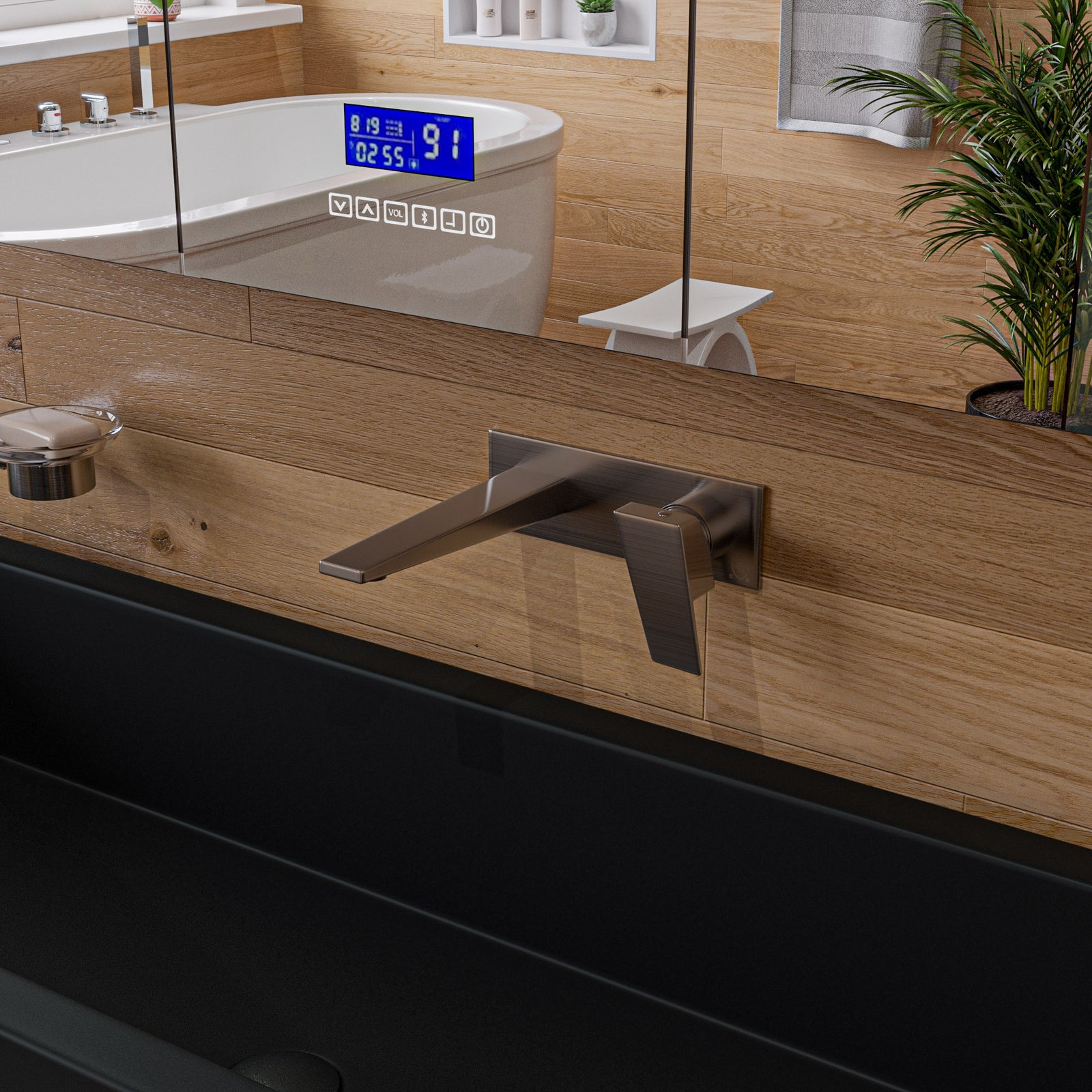 Brushed Nickel Wall Mounted Bathroom Faucet