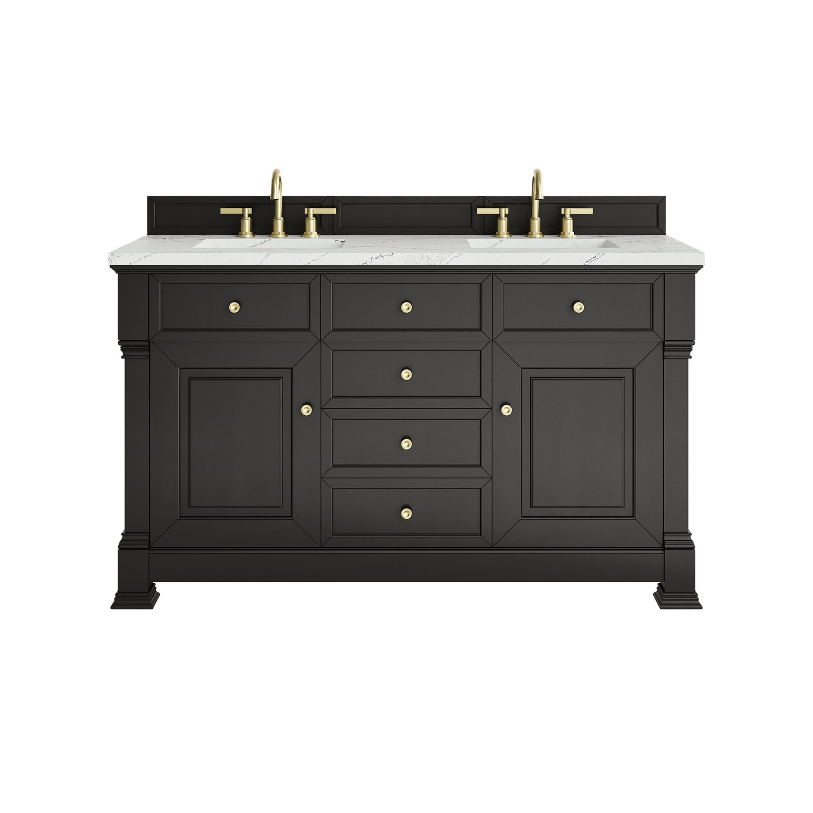 Brookfield 60" Double Vanity, Black Onyx w/ 3 CM Ethereal Noctis Silestone® Top