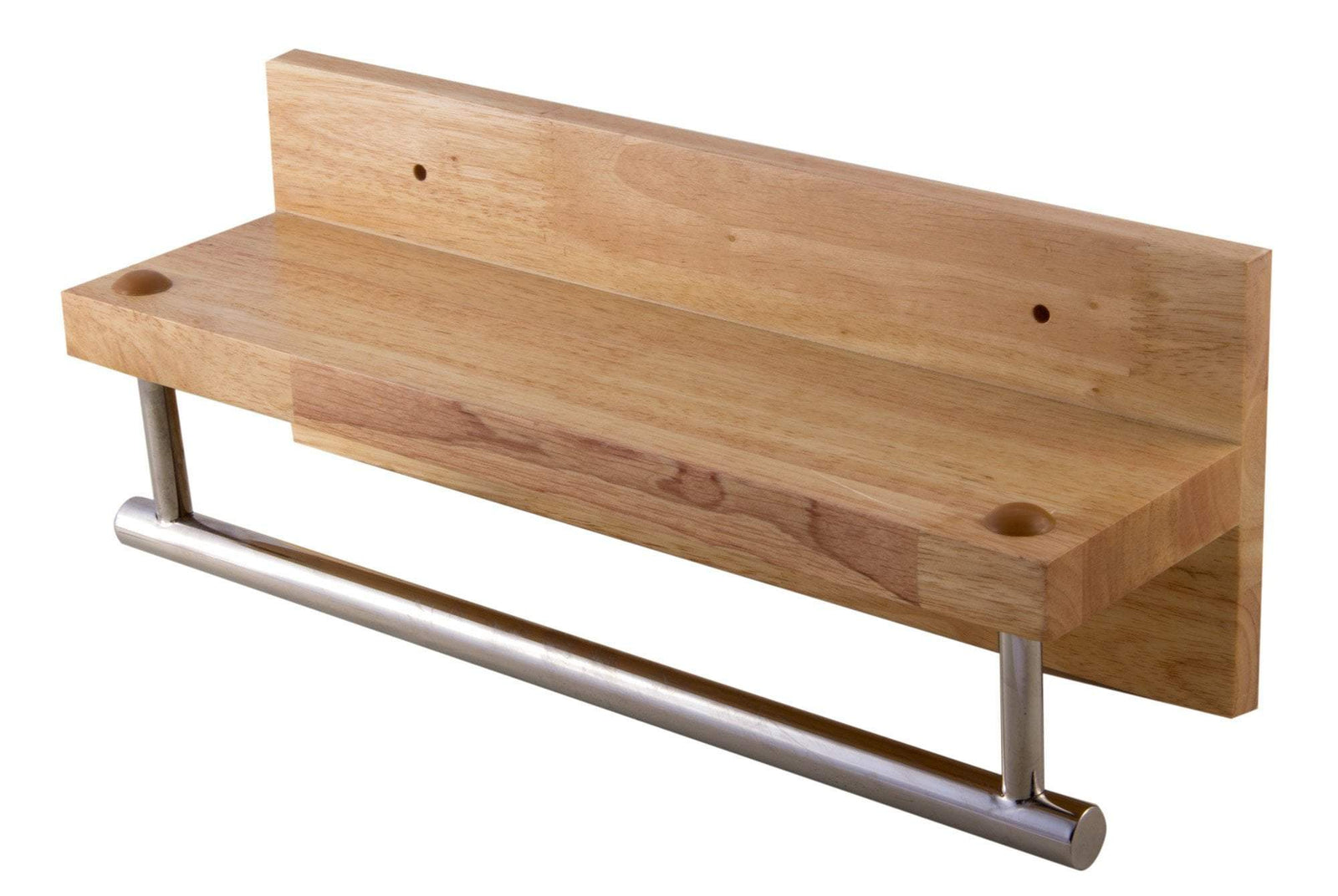 16" Wooden Shelf with Chrome Towel Bar Bathroom Accessory
